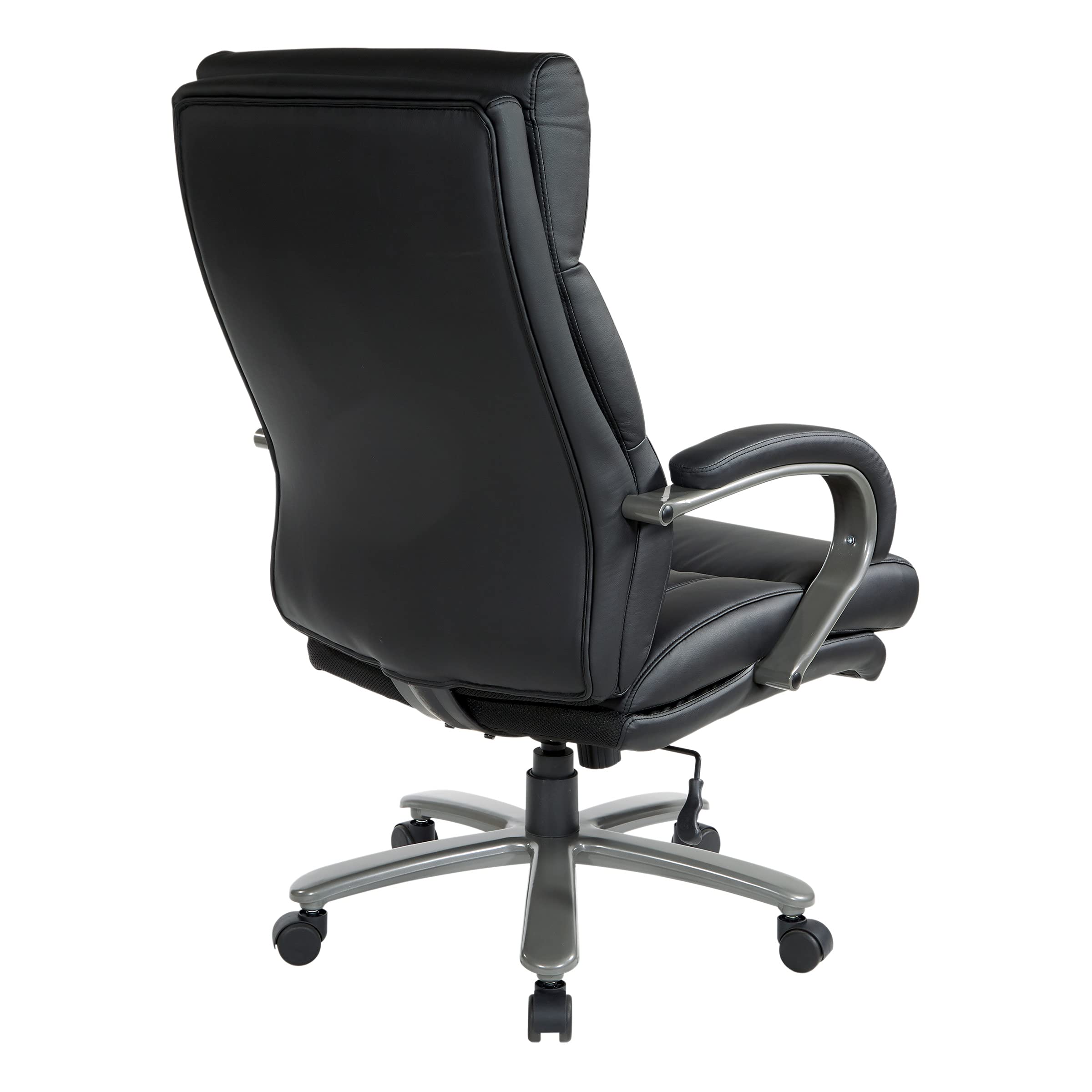 Office Star ECH Series Big and Tall Executive Chair - Bonded Leather High Back with Lumbar Support, Padded Loop Arms & Titanium Base (Black) - Perfect for Home Office, Conference Rooms & Corporate Workspaces