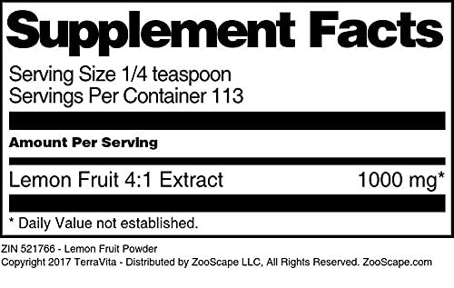 Organic Lemon Fruit Powder 4 oz (113g) - 100% Natural, Non-GMO, Gluten-Free - Perfect for Smoothies, Baking & Detox Drinks