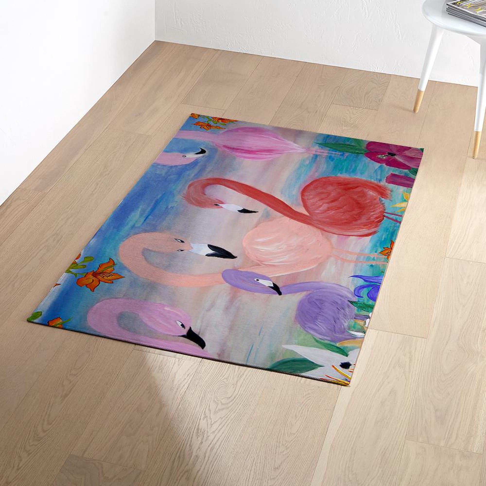 Flamingo Garden 3'X5' Decorative Area Rug - Soft Fabric Throw Rug for Living Room, Bedroom & Dorm Decor | Tropical Home Accent