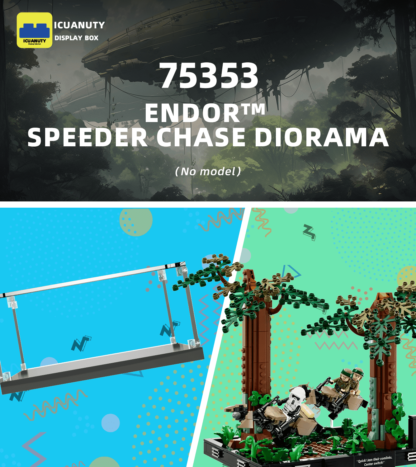 LEGO Star Wars Endor Speeder Chase Diorama 75353 Display Case - Protective Showcase for Collectible LEGO Sets - Perfect for Home Display & Dust Protection