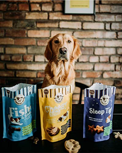Laughing Dog Sleep Tight Naturally Grain Free Oven-Baked Dog Treats - Gluten Free, No Added Sugar, Healthy Snacks for Dogs - Purple, 125g - Perfect for Training Rewards & Bedtime Relaxation