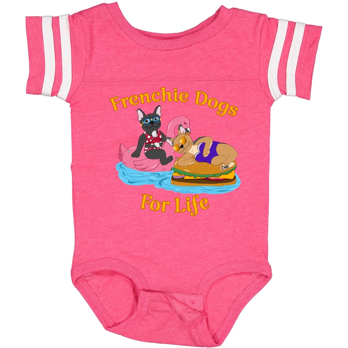 Inktastic Frenchie Dogs for Life Cute French Bulldogs Baby Bodysuit - Adorable Pool Party Outfit for Infants & Toddlers