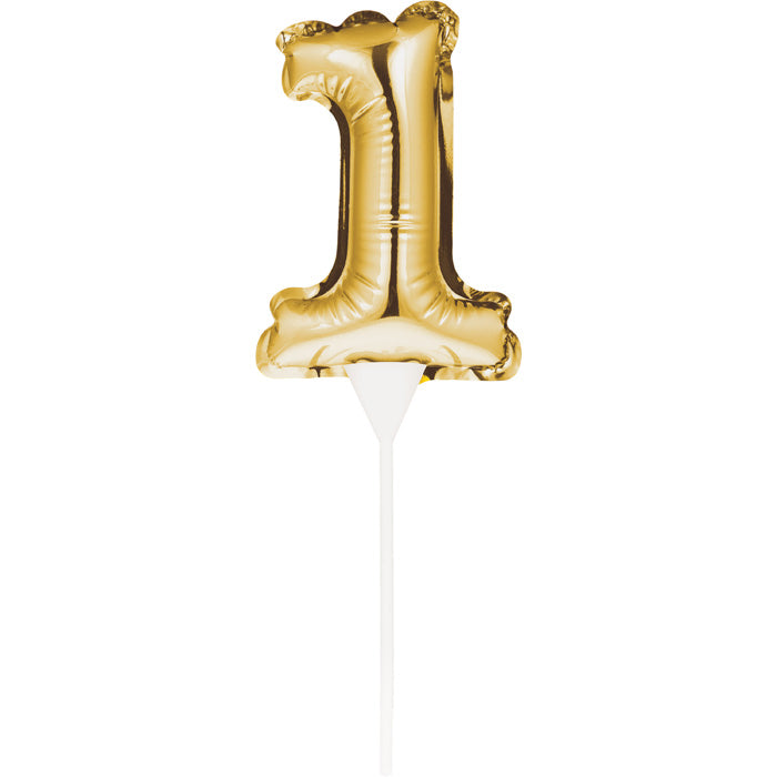 1 Gold Number Balloon Cake Topper - Elegant Birthday Party Decorations for Weddings, Anniversaries & Celebrations - Perfect for Cake Decor, Photo Props & Party Supplies