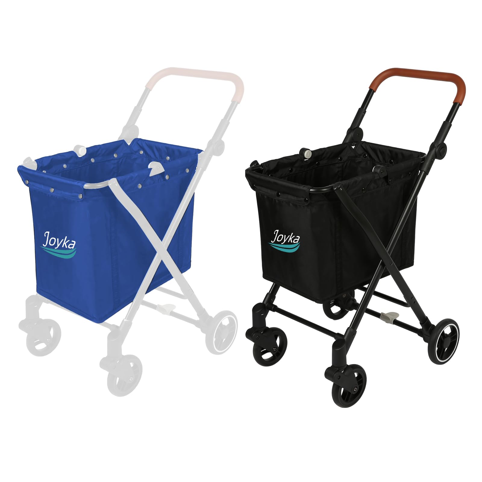 55L Folding Shopping Cart with 70L Replacement Bag - Large Capacity Grocery Trolley with Swivel Wheels for Shopping, Picnic, Laundry & Outdoor Activities