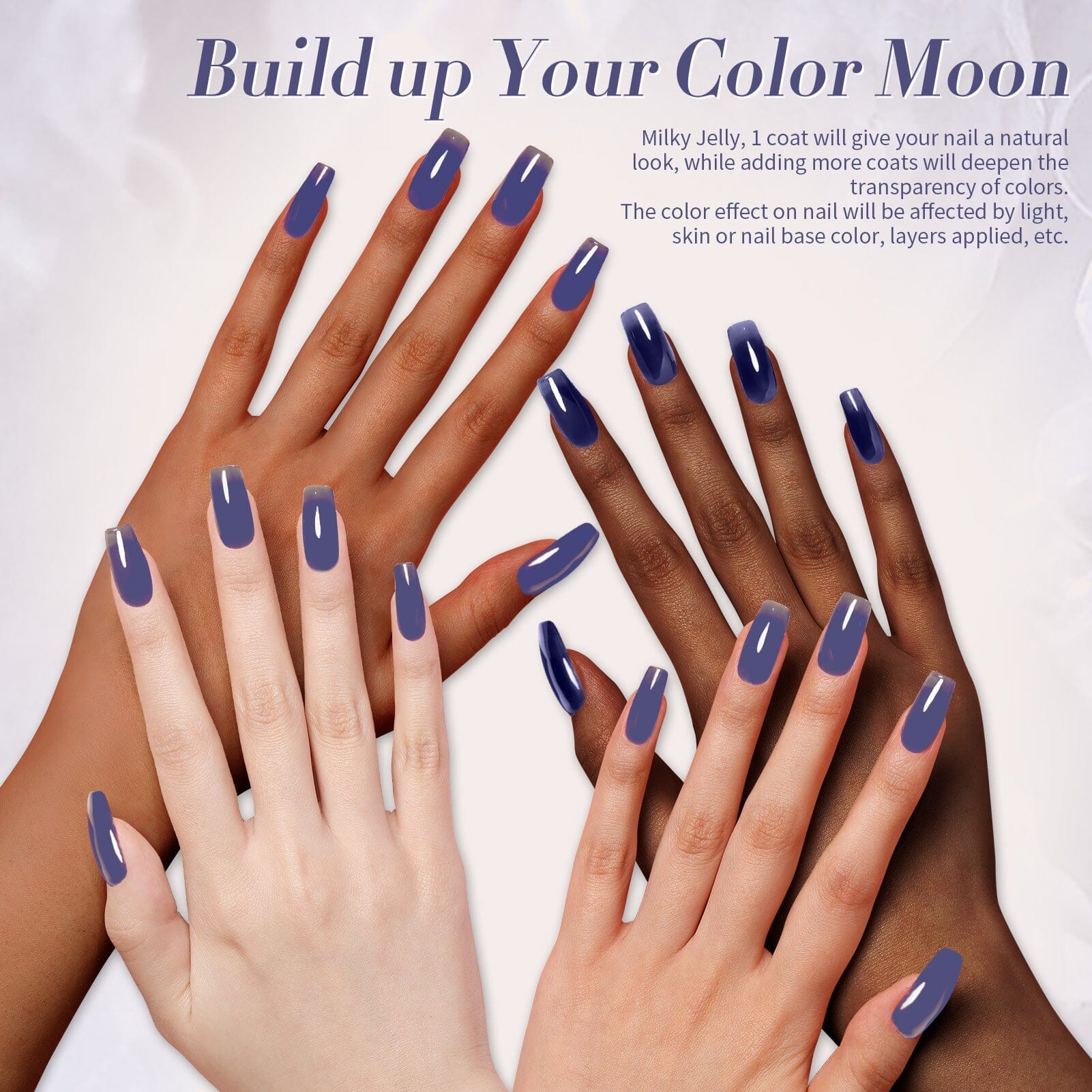 Blue Hema Free Milky Jelly Gel Polish #11 - 15ml Soak Off UV LED Nail Polish for Salon & Home Manicure - Long Lasting Nail Art Design for Women & Girls