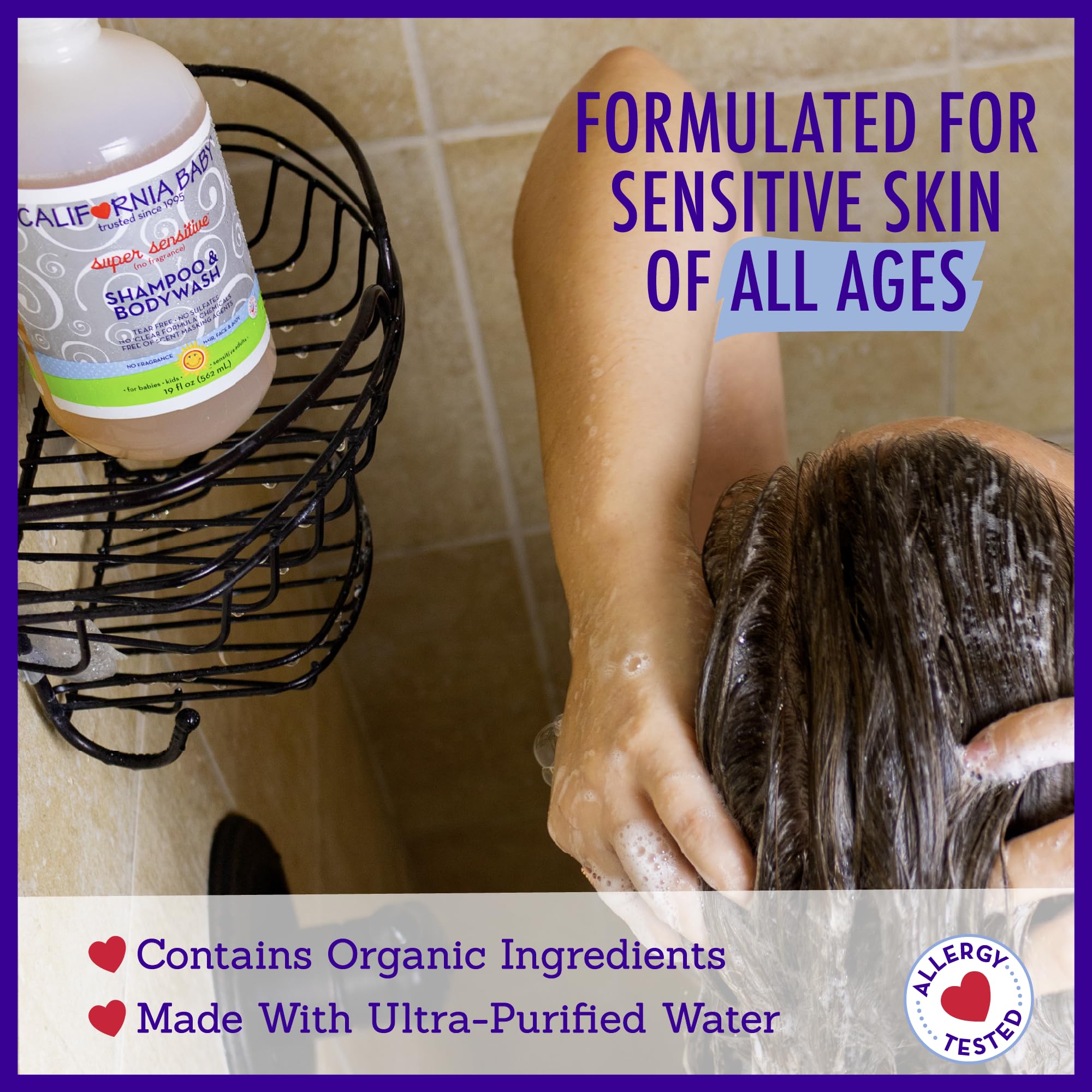 California Baby Super Sensitive Shampoo & Body Wash - 100% Plant-Based, Fragrance Free, Hypoallergenic Formula for Delicate Skin - 19oz Twin Pack - Perfect for Newborns, Eczema & Allergy-Prone Babies - Gentle Daily Bath & Sensitive Skin Care