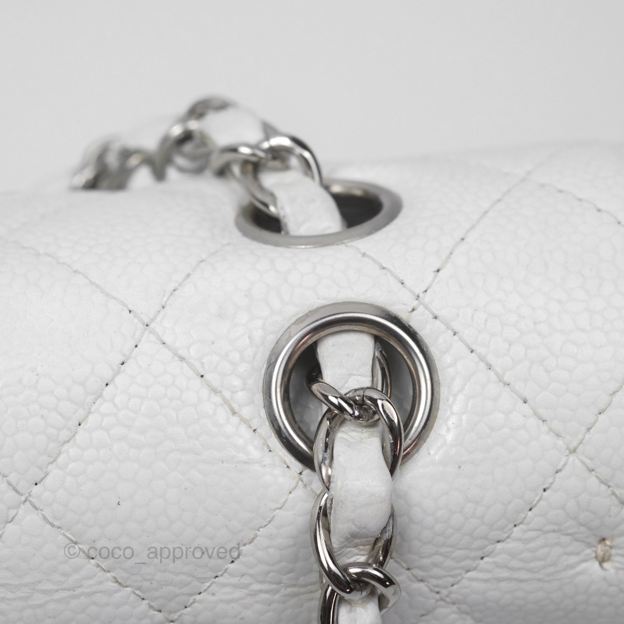 Chanel Classic Medium Double Flap Bag in White Caviar Leather with Silver Hardware - Luxury Handbag for Women, Perfect for Parties, Weddings & Everyday Elegance