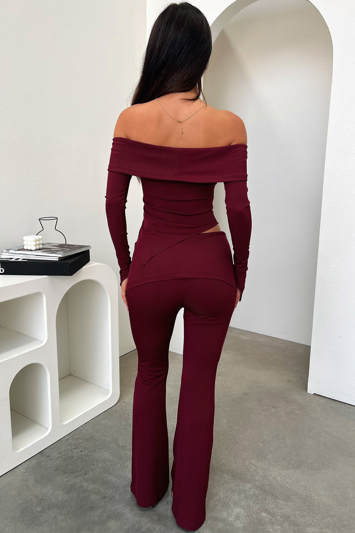 Aniston Women's Casual Pants in Burgundy - Comfortable Stretch Trousers for Work, Travel & Everyday Wear