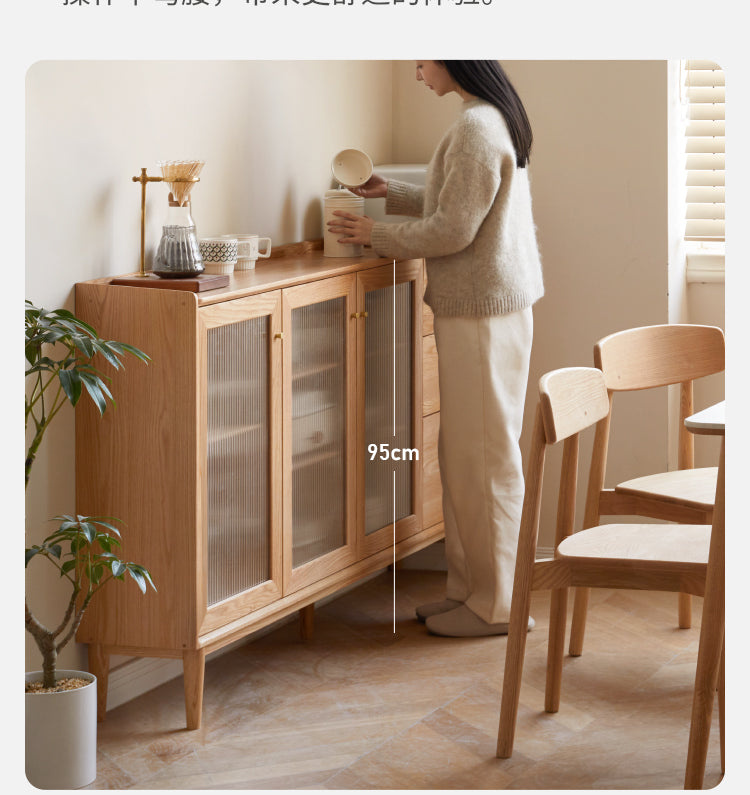 Premium Solid Wood Sideboard with Sliding Doors - Oak, Ash, Black Walnut & Cherry Options - Perfect for Dining Room Storage & Living Room Organization
