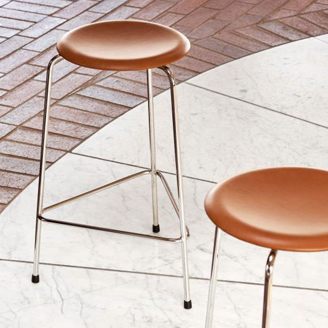 Jacobsen Dot Stool - Mid-Century Modern Accent Stool with Upholstered Seat & Wooden Legs - Perfect for Living Room, Bedroom, or Entryway Decor