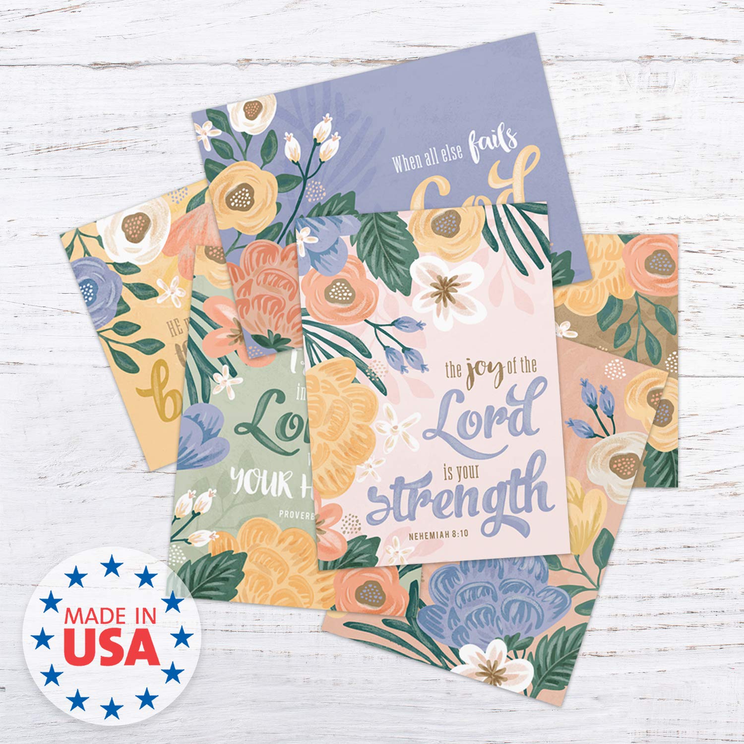 24 Pack Easter Baptism Religious Greeting Cards with Bible Verses - Floral First Communion & Confirmation Note Cards Set (3.5