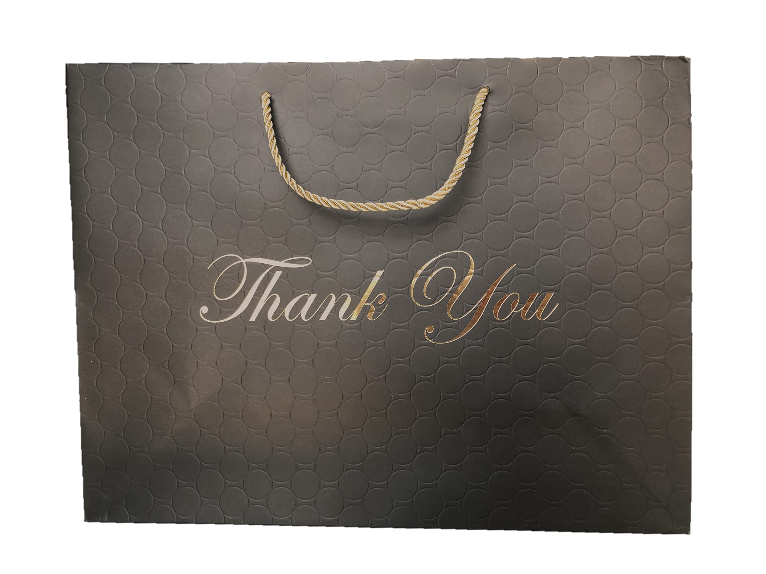 MODEENI Extra Large Black Thank You Gift Bags - 10 Pack (16x6x12 Inches) - Premium Luxury Matte Finish Paper Bags with Gold Foil Handles - Perfect for Birthday, Wedding, Anniversary, Christmas Gifts & Party Favors