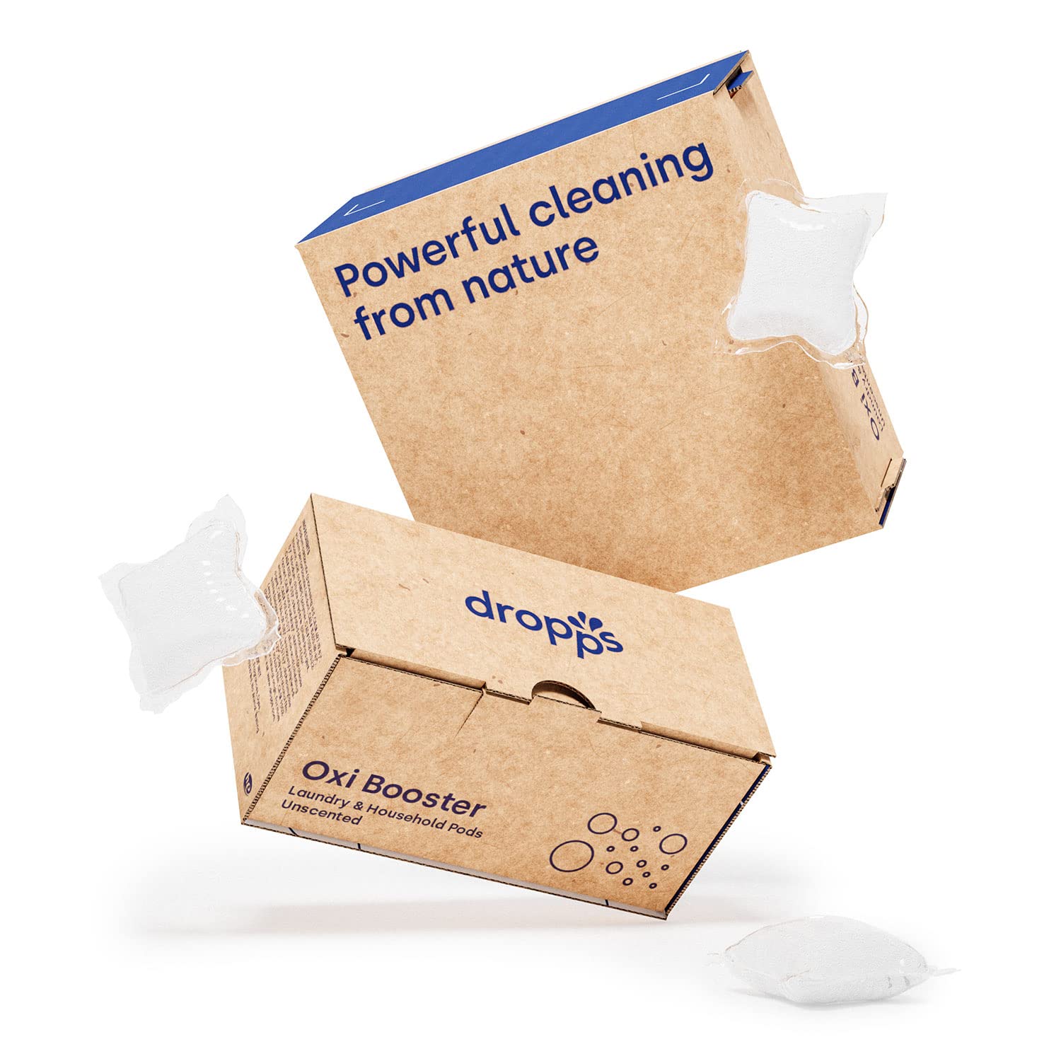 Dropps Laundry & Household Oxi Booster Pods - Unscented, 32 Count | Fragrance & Dye Free, Chlorine Free Bleach Alternative | HE Compatible | Natural Mineral-Based Formula | Dermatologist Tested | Perfect for Sensitive Skin & Eco-Friendly Laundry