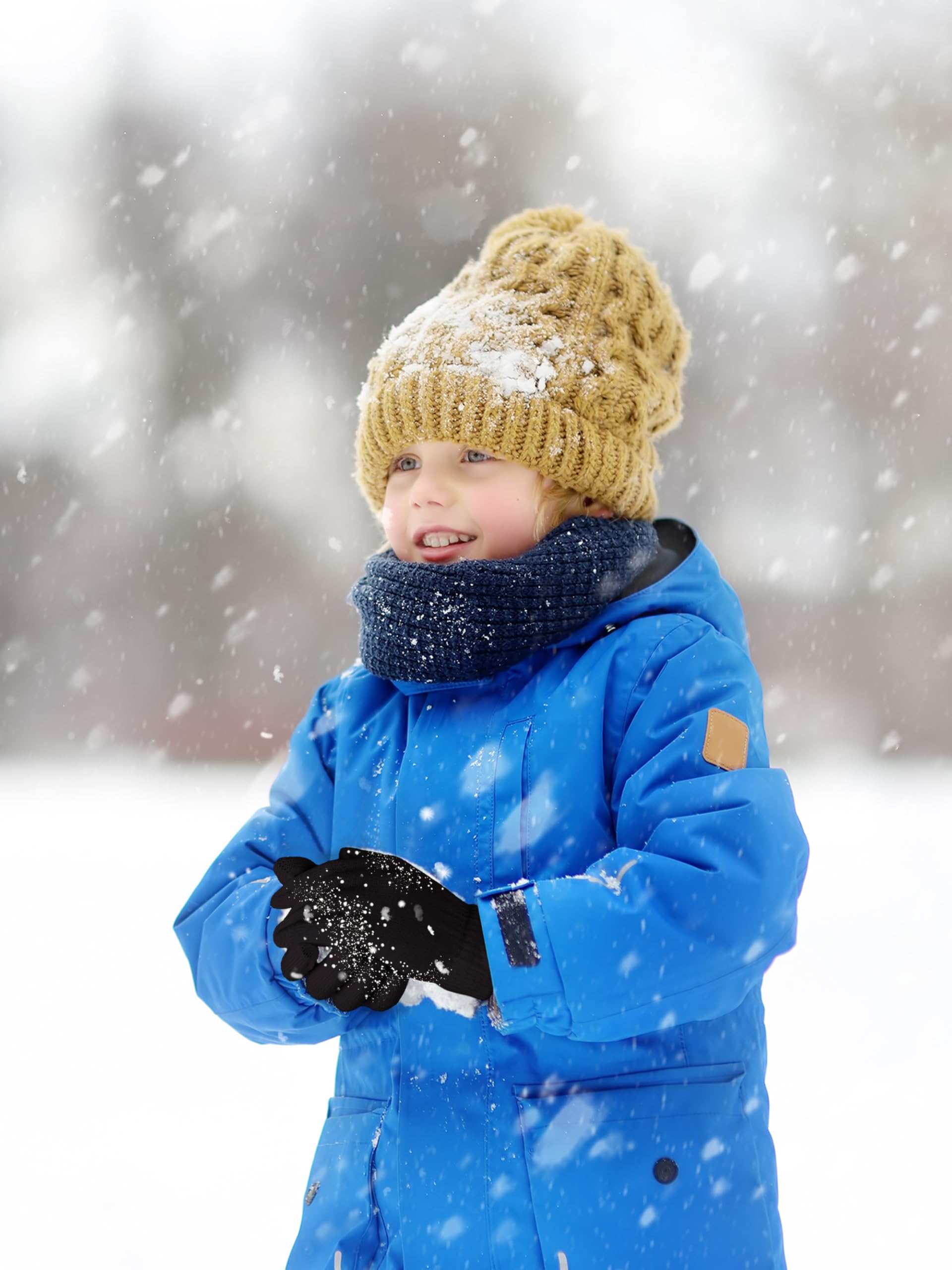 Glooarm 16 Pairs Kids Winter Gloves - Warm Knit Magic Gloves for Boys & Girls, Bulk Pack for Cold Weather & Outdoor Activities | Perfect for Snow Play, School, and Daily Winter Use