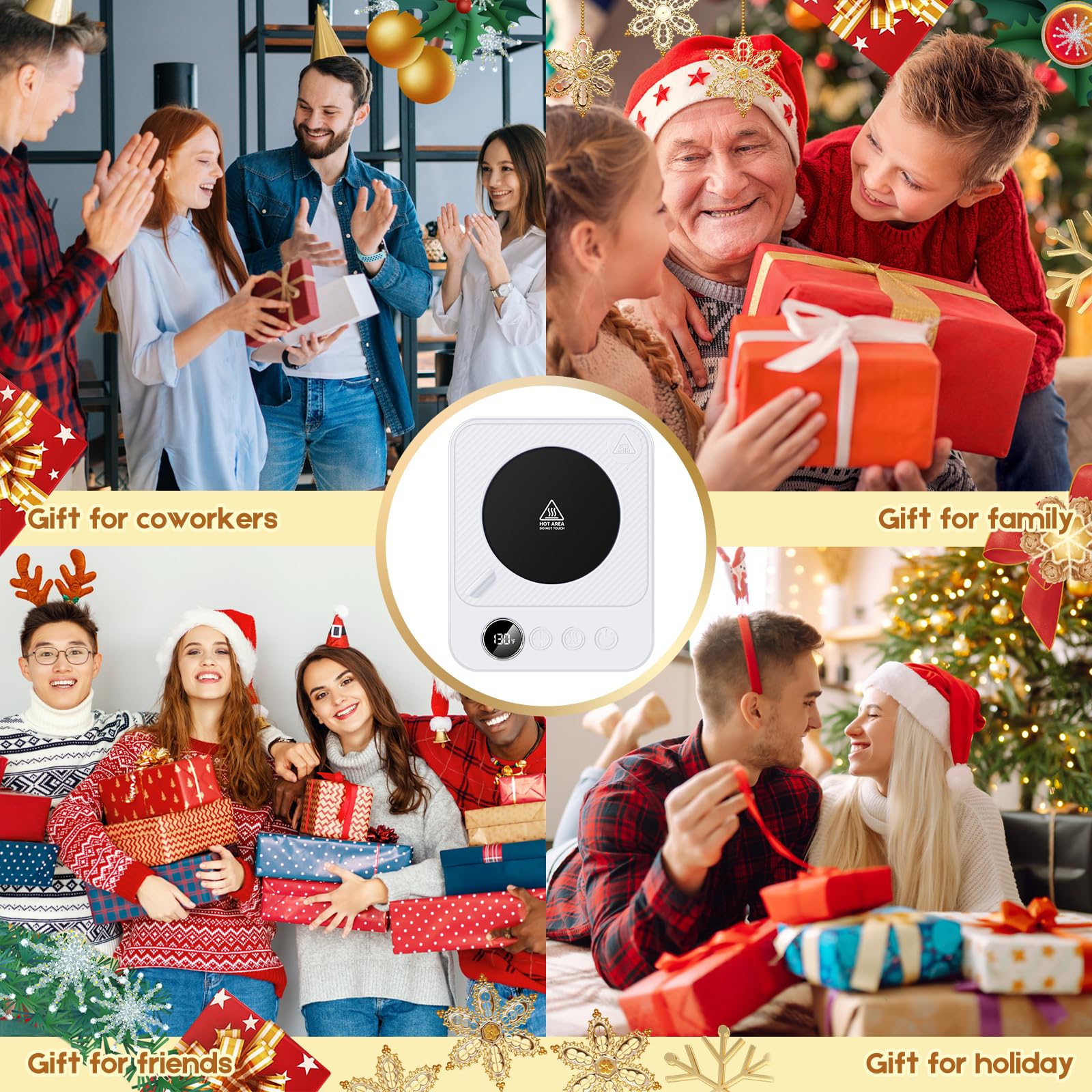 Electric Coffee Mug Warmer for Desk - Auto Shut Off Heated Cup Warmer, Perfect Office & Home Kitchen Accessory - Great Birthday Gift for Women & Men (White) | Keep Coffee Warm at Work, Home or While Gaming