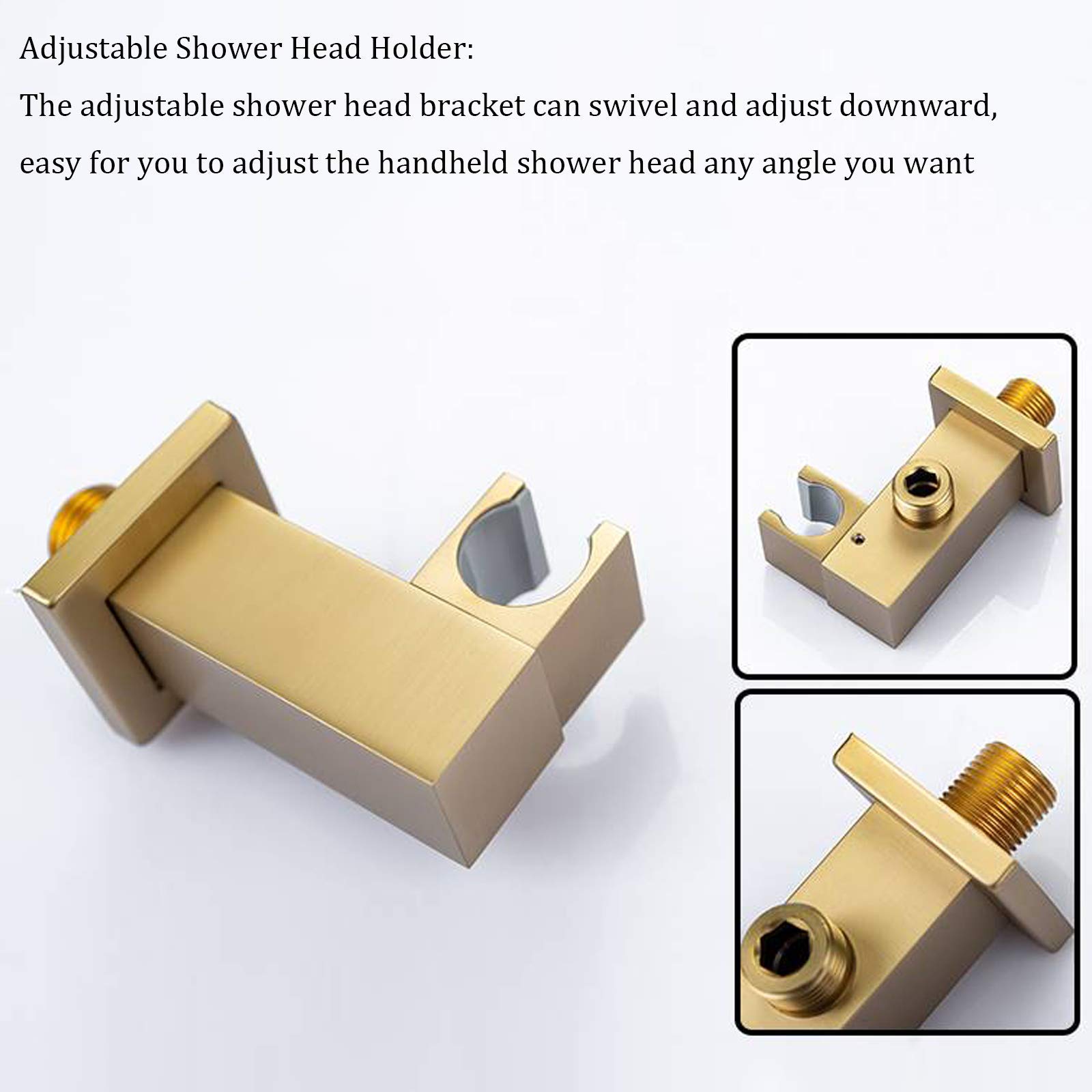 Brushed Gold Thermostatic Shower Combo Set - Ceiling Mounted Bathroom Shower Faucet with 12 Inch Stainless Steel Rainfall Shower Head & Handheld Shower, Modern Embedded Box Design for Luxurious Spa-Like Experience