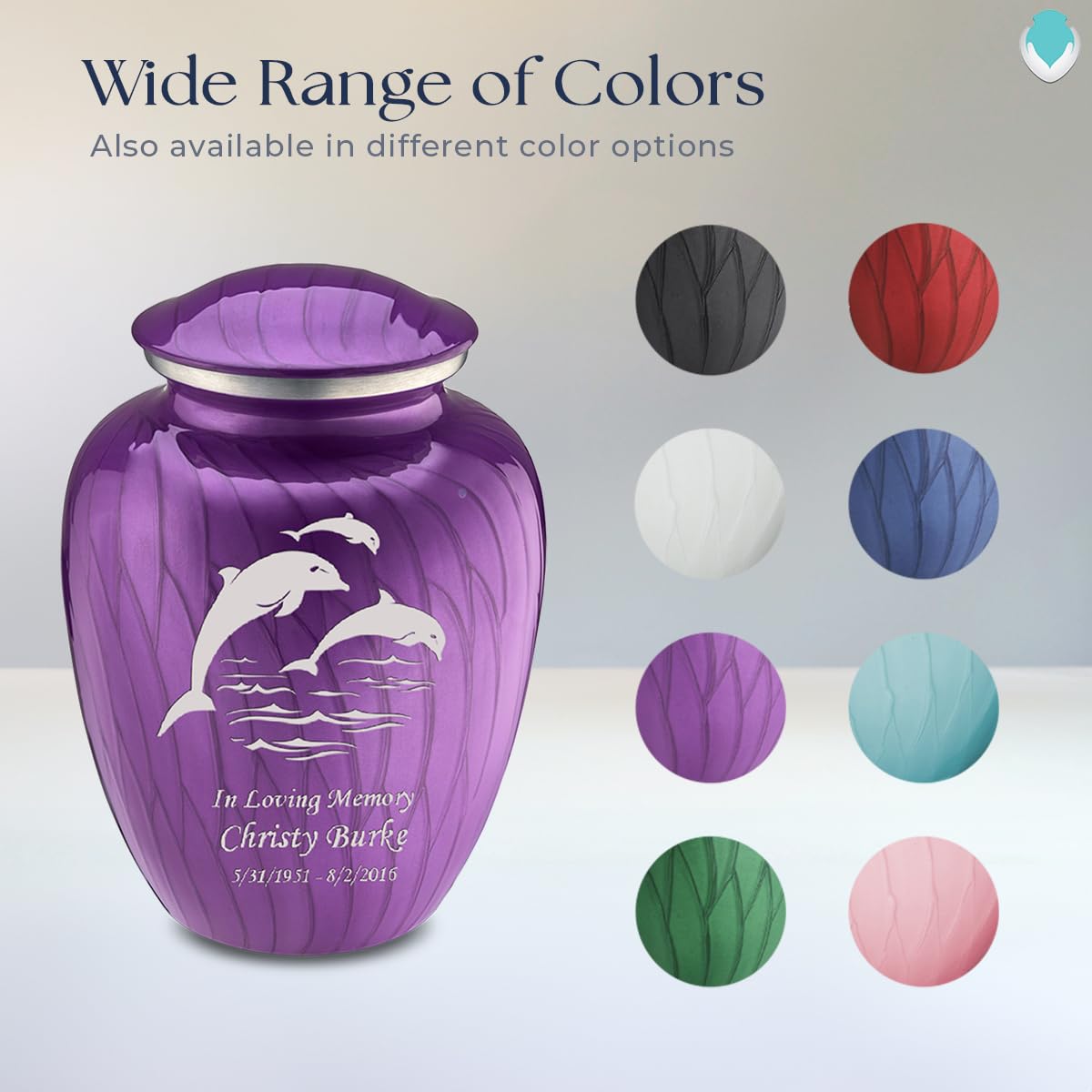 Personalized Dolphin Cremation Urn for Human Ashes - Large Pearl Purple Funeral Urn for Adults with Double Side Engraving (Holds 200 lbs) - Perfect for Memorial Services & Home Display