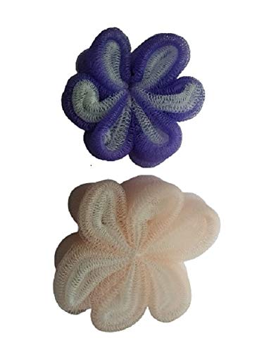 Premium Blue & Orange Round Bath Sponge Loofah Scrubber for Women & Men - Exfoliating Body Scrub, Soft & Durable - Pack of 2 - Perfect for Shower, Bath & Spa Day Self Care