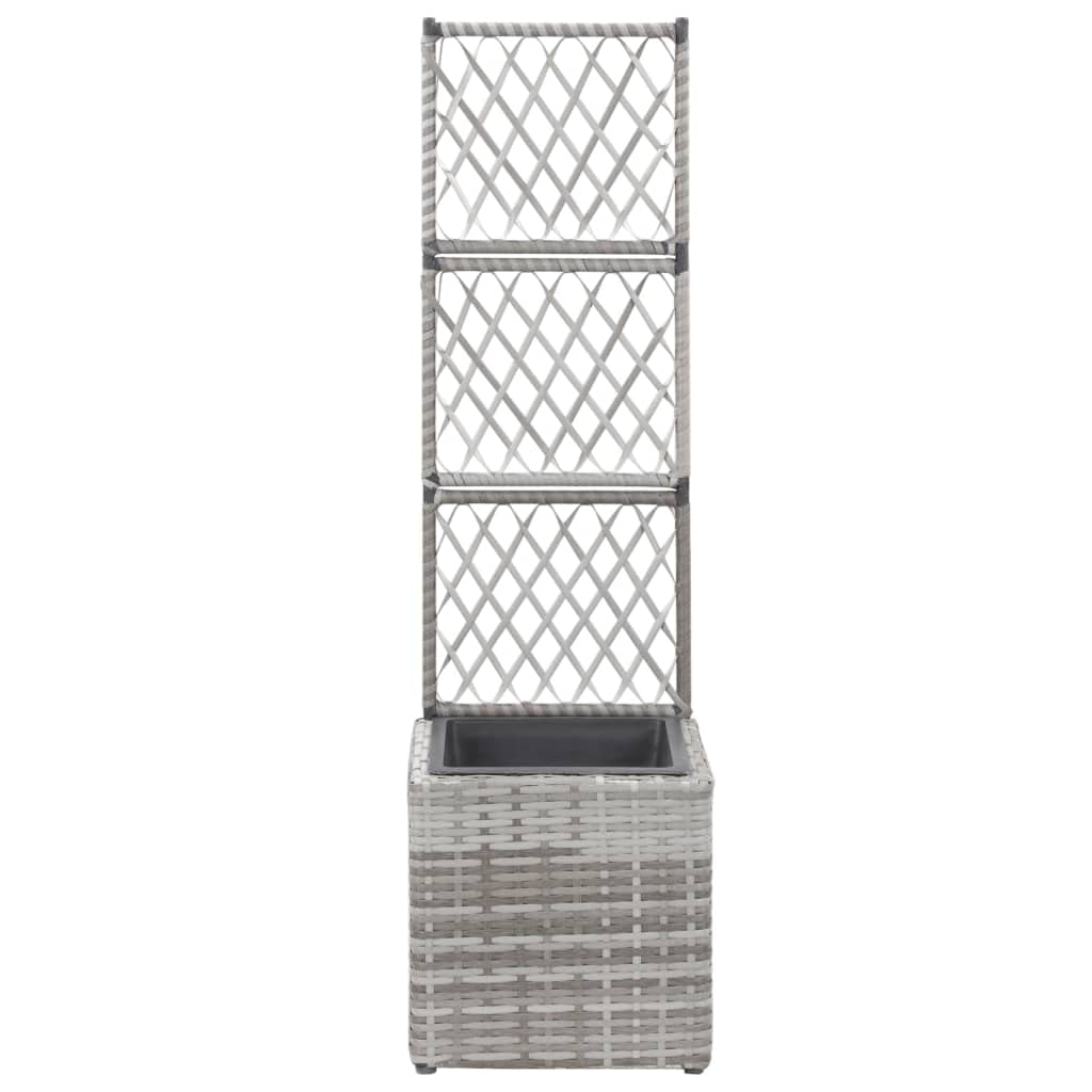 Trellis Raised Garden Bed with 1 Pot - 11.8x11.8x42.1 Inch Outdoor Rectangular Planter for Herbs, Vegetables & Flowers - Durable Poly Rattan in Gray - Perfect for Backyard, Patio, Balcony & Deck Gardening