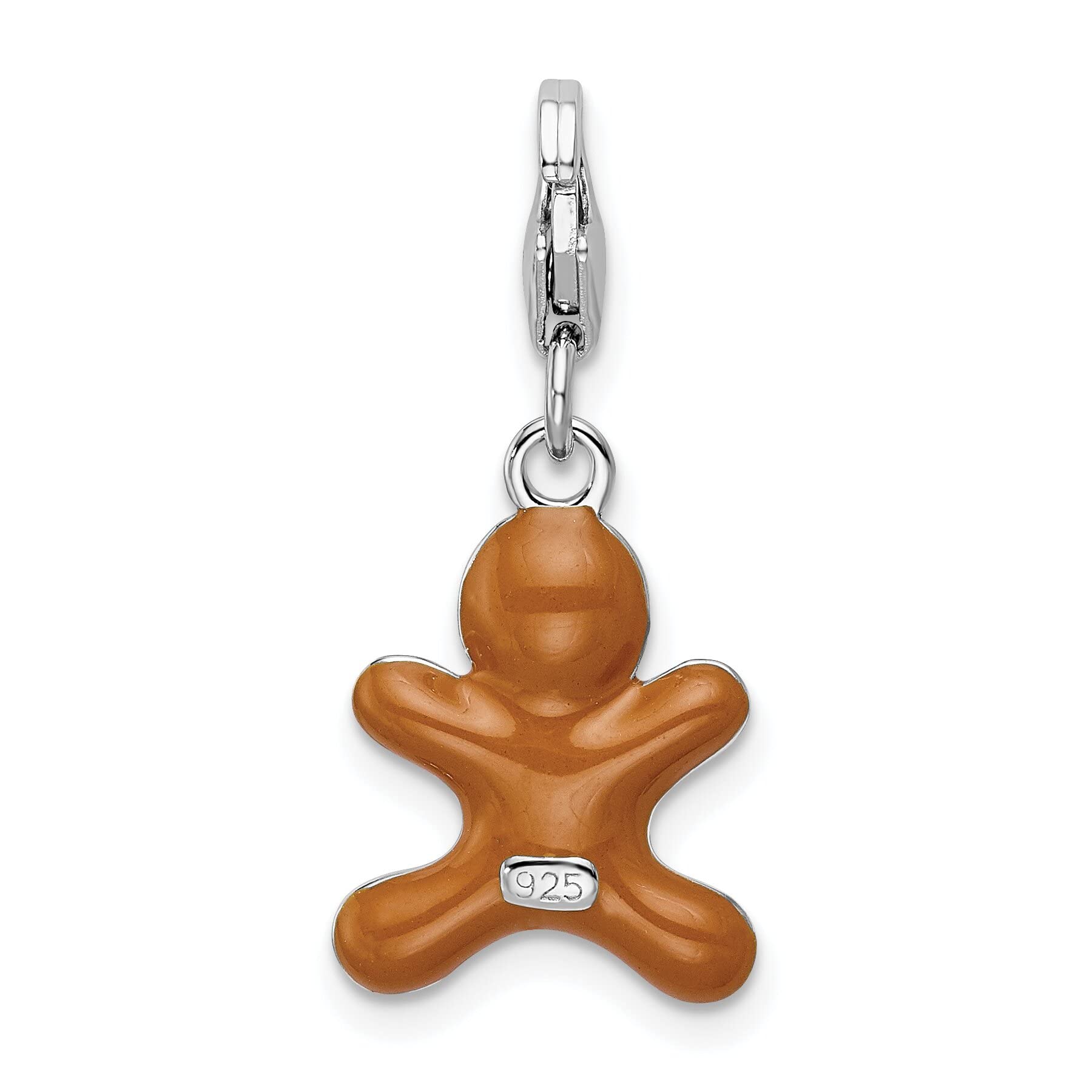 Sterling Silver Gingerbread Man Lobster Clasp Charm - Christmas Holiday Jewelry Gift for Women & Girls - Perfect for Necklaces, Bracelets & DIY Crafting