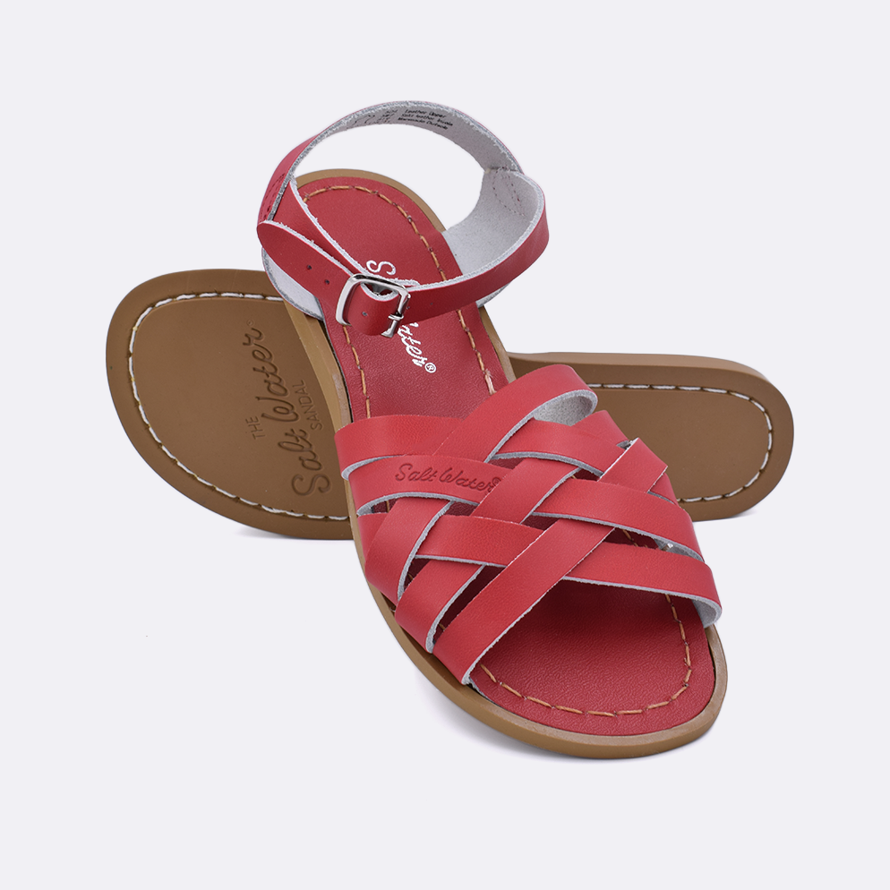 Vintage Red Saltwater Sandals for Women - Classic Retro Beach Shoes for Summer, Pool, and Casual Outings