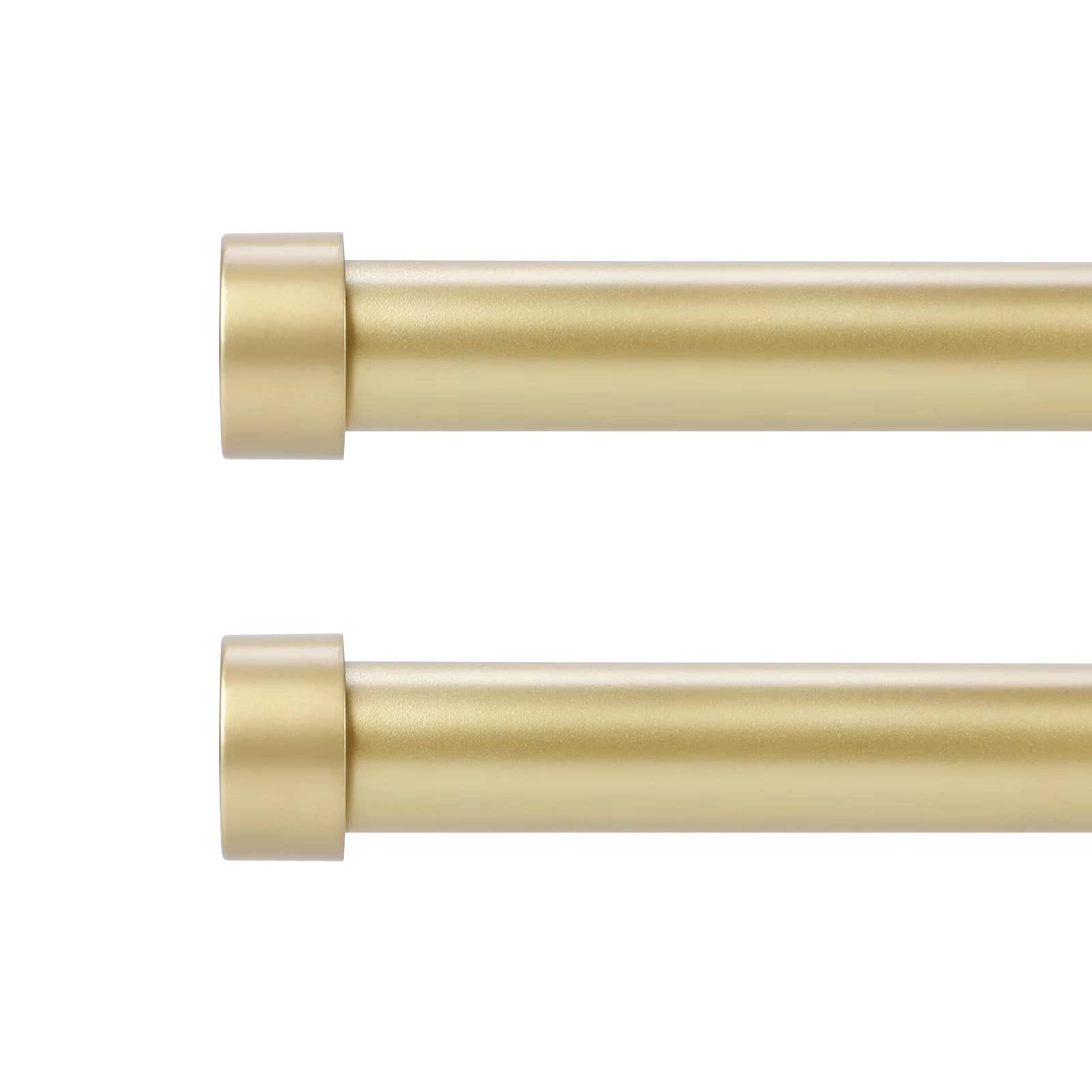 Adjustable Gold Window Curtain Rods 48-84 Inch - 2 Pack for Home Decor