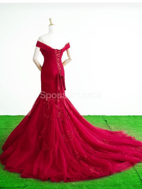 Elegant Off Shoulder Red Mermaid Prom Dress for Evening Party & Special Occasions - Perfect for Homecoming, Prom Night, and Formal Events (Style 12266)