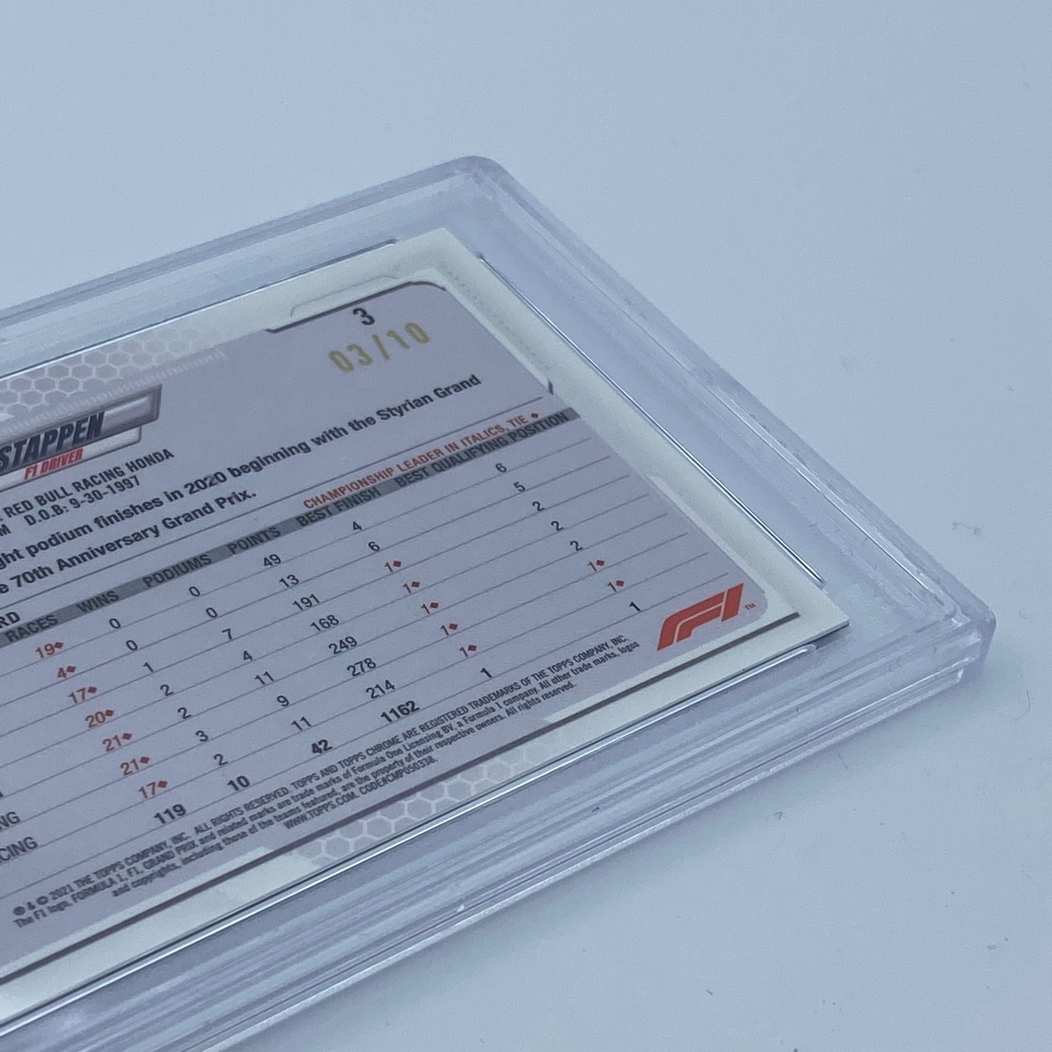 PSA 10 2003 Max Verstappen Sapphire Edition Purple F1 Racing Card #3 - Perfect for Collectors, Sports Memorabilia Displays & Formula 1 Fans