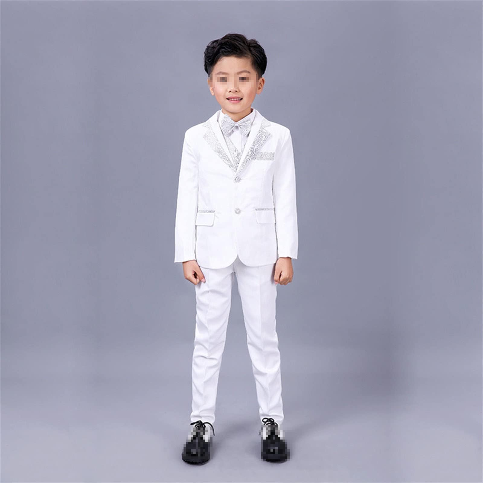 UIOKLMJH Boys Formal Suit 5-Piece Set - Blazer, Vest, Shirt, Pants & Bowtie for Weddings, Performances & Special Occasions | Kids Dress Outfit for Pageants, Church Events & Family Photos