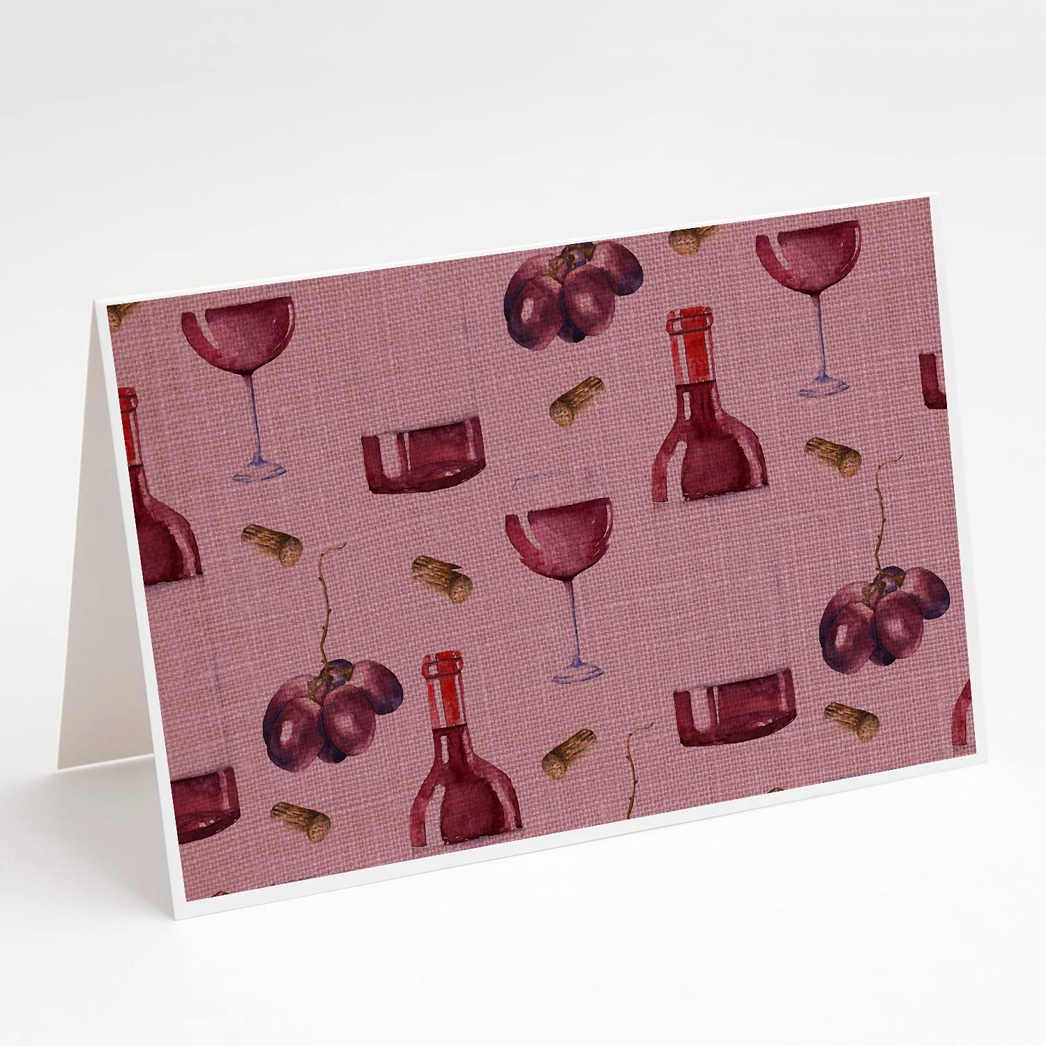 Premium Pack of 8 Blank A7 (5x7) Red Wine on Linen Greeting Cards with Envelopes - Elegant Whimsical Note Cards for Weddings, Thank You Notes & Special Occasions