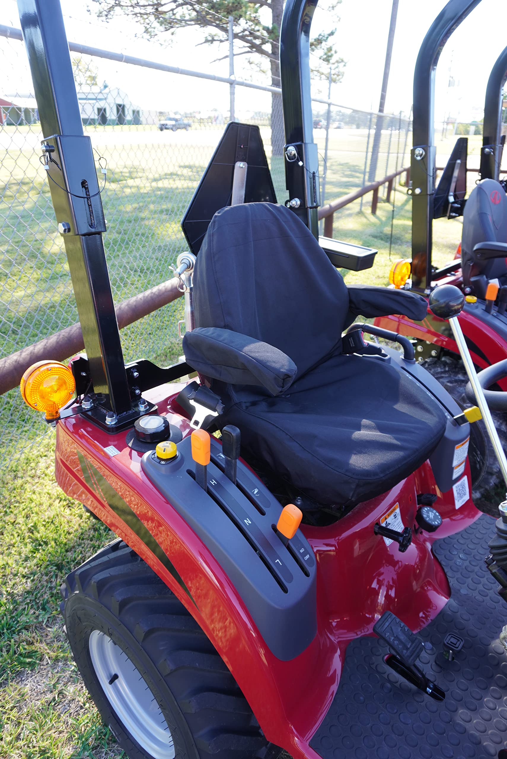 Durafit Tractor Seat Covers - Compatible with Mahindra Tractor Models (One-Piece Seat with Armrests) - Heavy Duty Black Vinyl Protection - Perfect for Farming, Construction & Outdoor Work