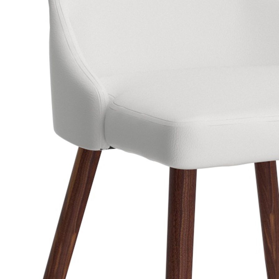 Cora Faux Leather Dining Chairs Set of 2 - White & Walnut Modern Kitchen Chairs for Dining Room, Breakfast Nook, and Home Office