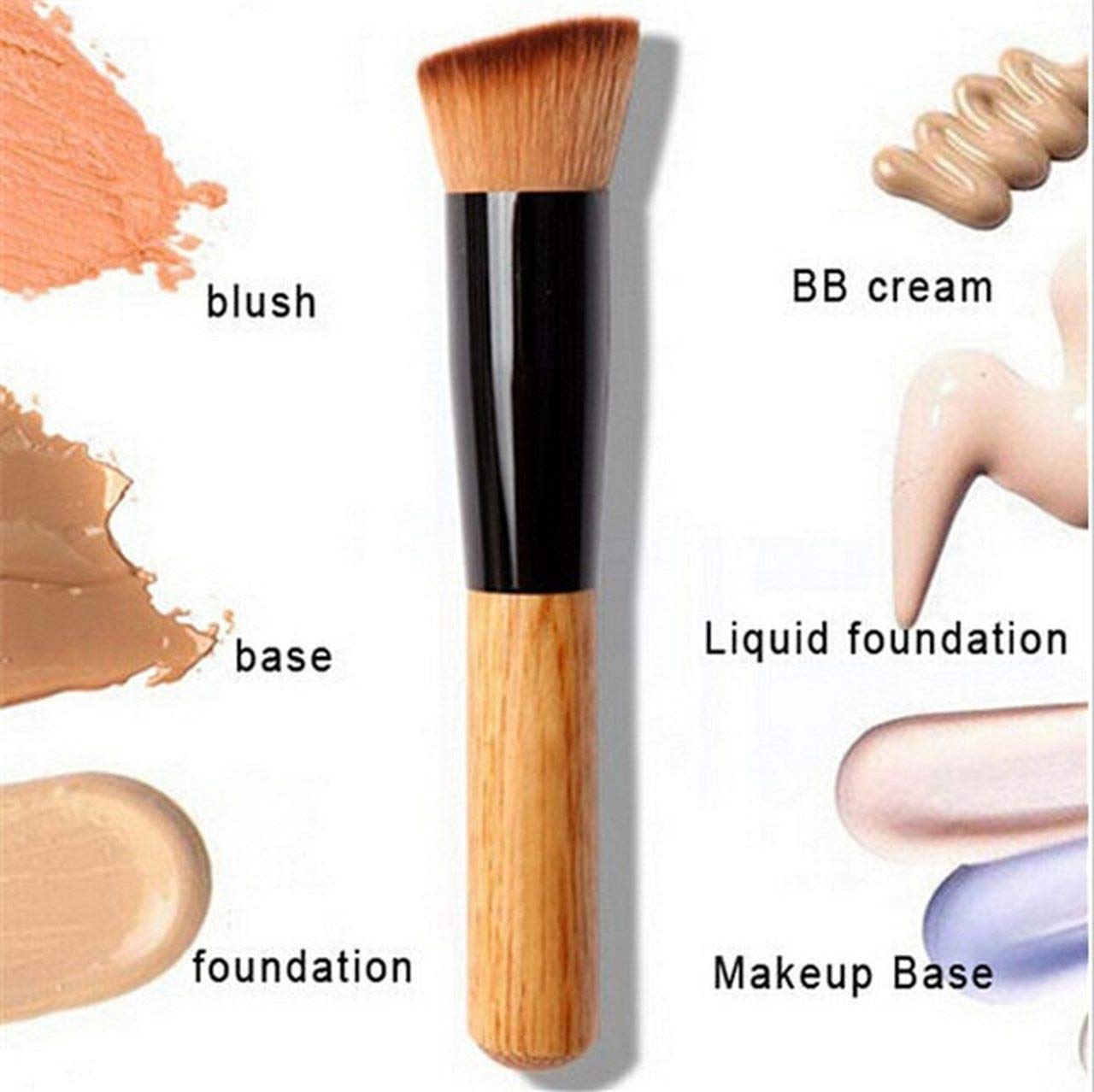Premium Wooden Foundation Brush & Powder Sponge Puff Set - Soft Blending Brush for Flawless Makeup Application - Ideal for Liquid, Cream & Powder Cosmetics - Perfect for Everyday Makeup & Professional Use