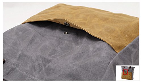 Durable Women's Waxed Canvas Tote Bag with Genuine Leather Trim - Water-Resistant Work & Travel Shoulder Purse - Fits 14