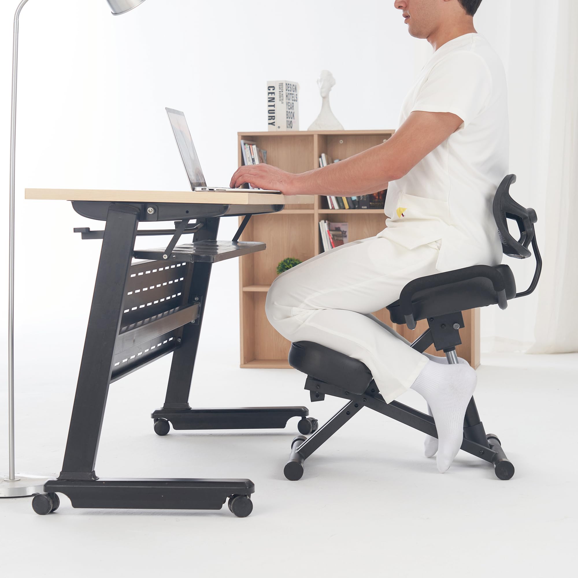 Ergonomic Kneeling Chair with Back Support - Adjustable Posture Correction Stool for Office & Home - Angled Seat Design Improves Spinal Alignment - Perfect for Meditation, Desk Work & Pain Relief