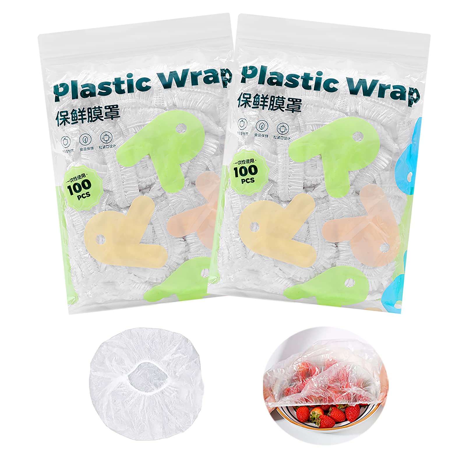 200 Pcs Reusable Stretchable Food Covers - Elastic Bowl Lids & Plastic Wraps for Storage Containers | Universal Adjustable Fresh Keeping Bags for Kitchen, Meal Prep & Outdoor Picnics