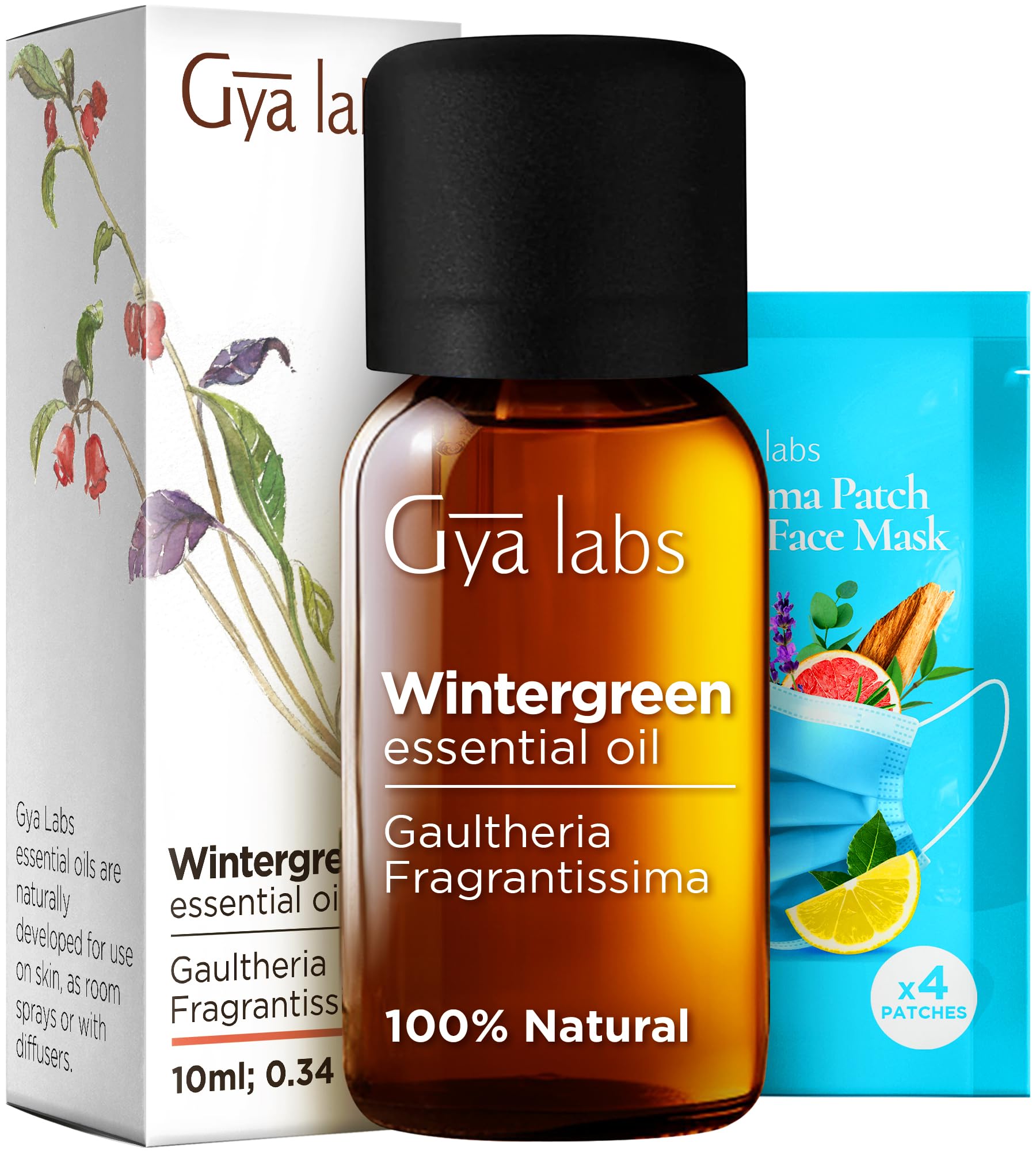 Gya Labs 100% Pure Wintergreen Essential Oil - 0.34 Fl Oz Natural Aromatherapy Oil for Diffusers, Skin Care, Hair Care, Candle Making & Massage - Refreshing Crisp Woodsy Scent - Perfect for Relaxation, Stress Relief & Home Fragrance