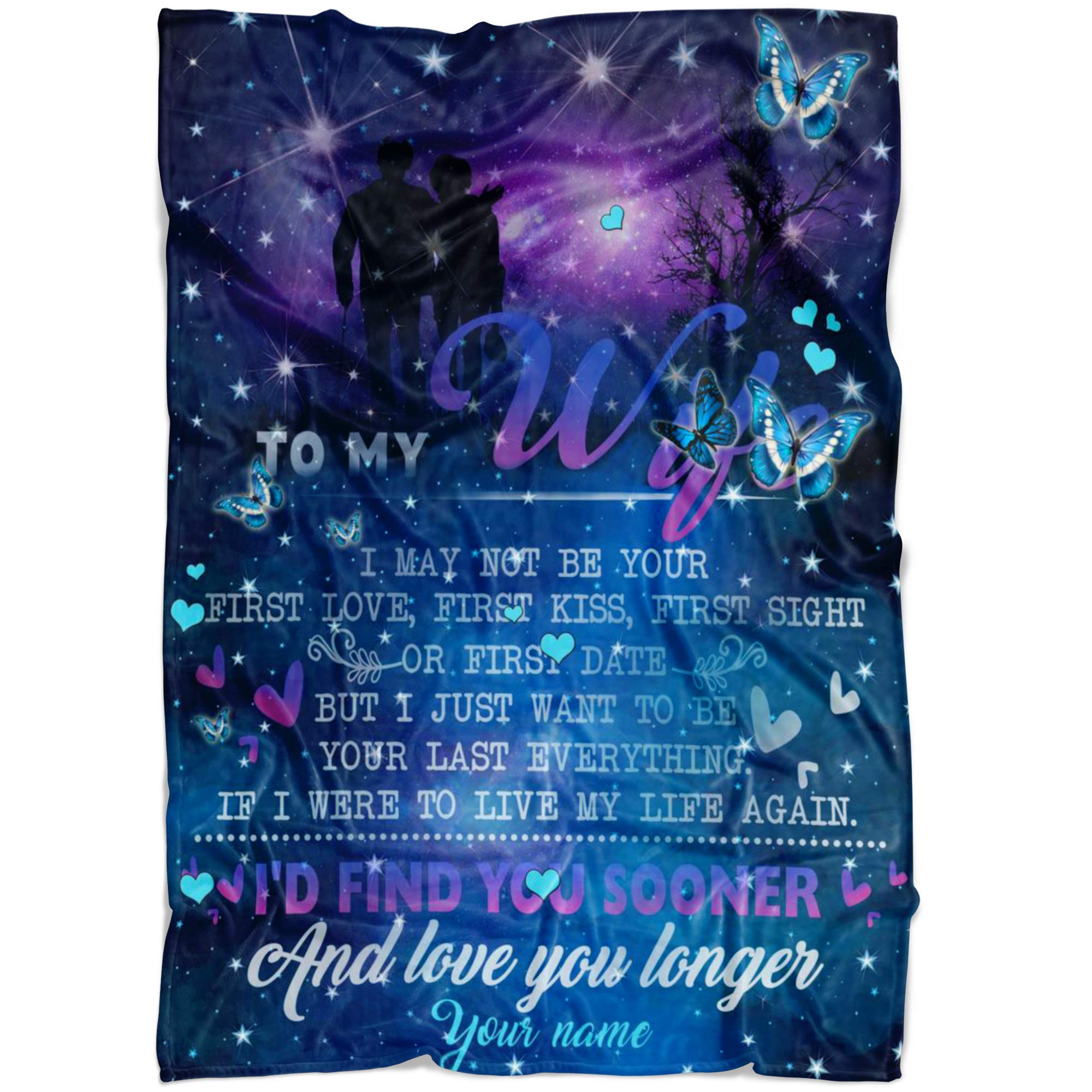 Personalized Name Blanket for Couples - Custom Embroidered Throw Blanket with Names - Romantic Birthday Gift for Wife from Husband - Cozy Flannel Blanket for Anniversary, Valentine's Day & Christmas - Perfect for Cuddling on Sofa, Bed or Picnic Dates