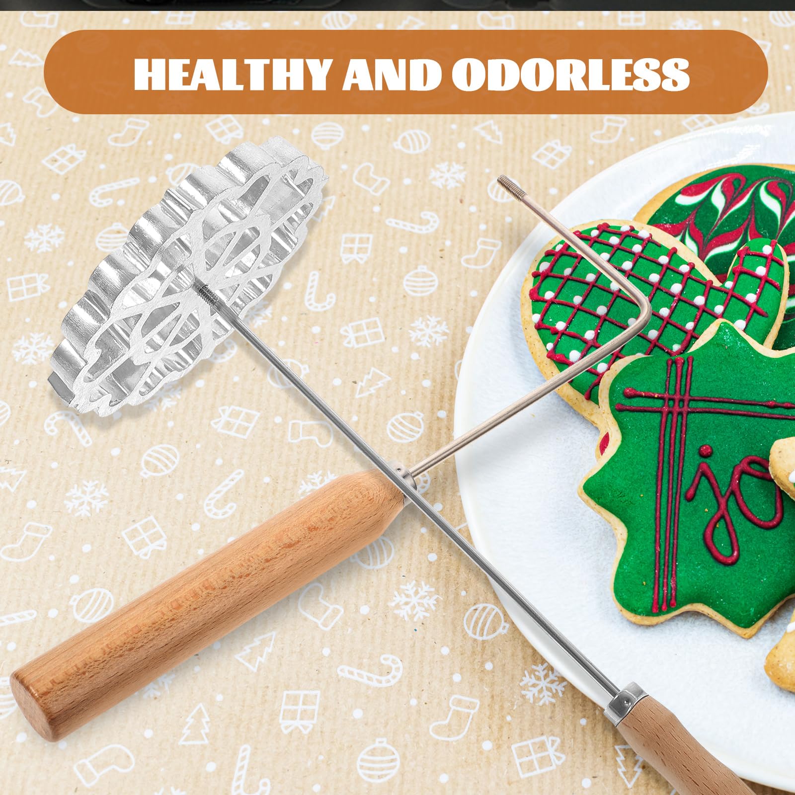 Premium Aluminum Rosette Iron Mold with Wooden Handle - Swedish Waffle Maker for Bunuelos, Timbale & Cookies | Durable Home Kitchen Bakeware for Holiday Baking, Party Treats & European Dessert Making