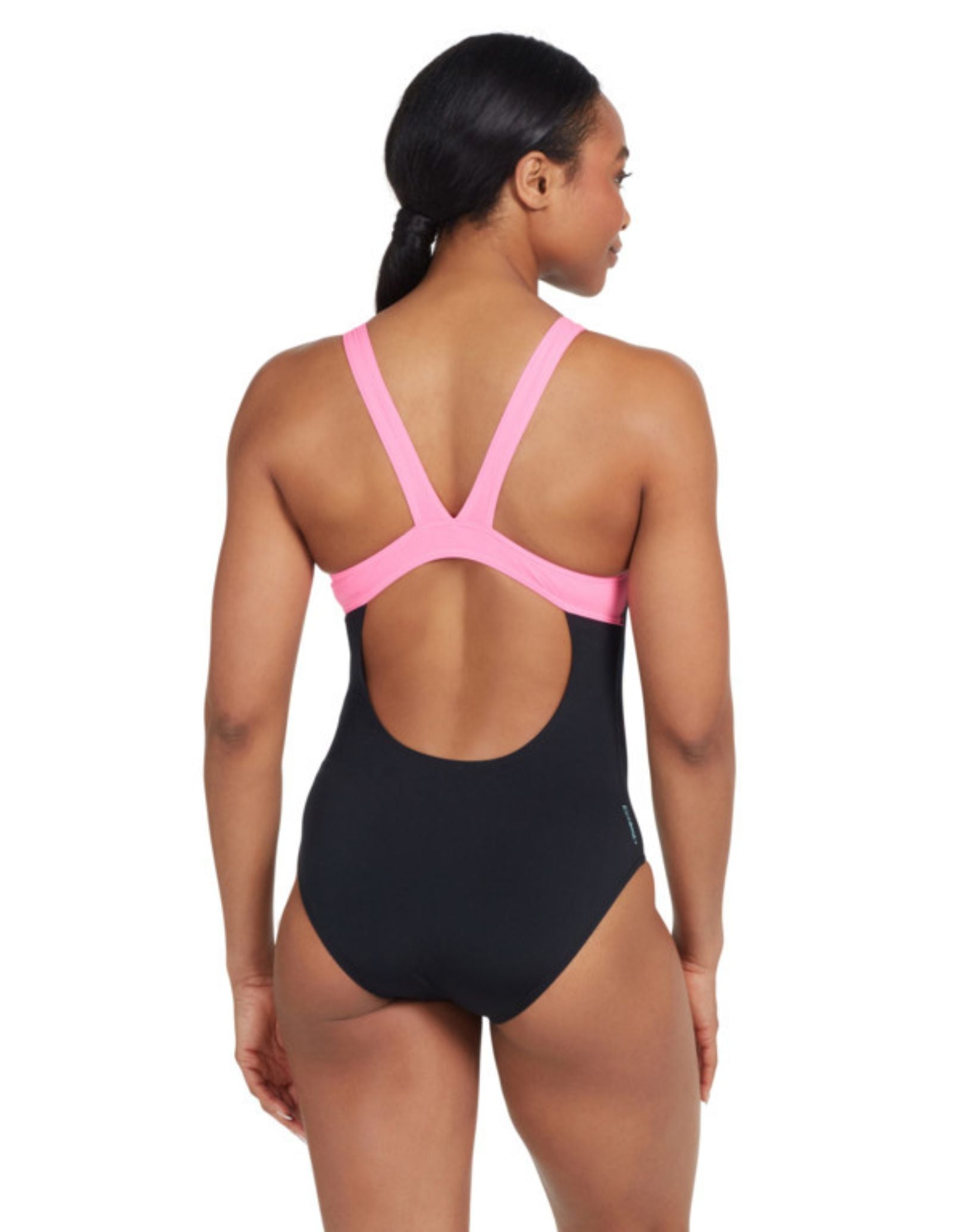 Acid Wave Speedback Swimsuit for Women - Black & Pink High-Performance Swimwear for Surfing, Beach & Pool Activities