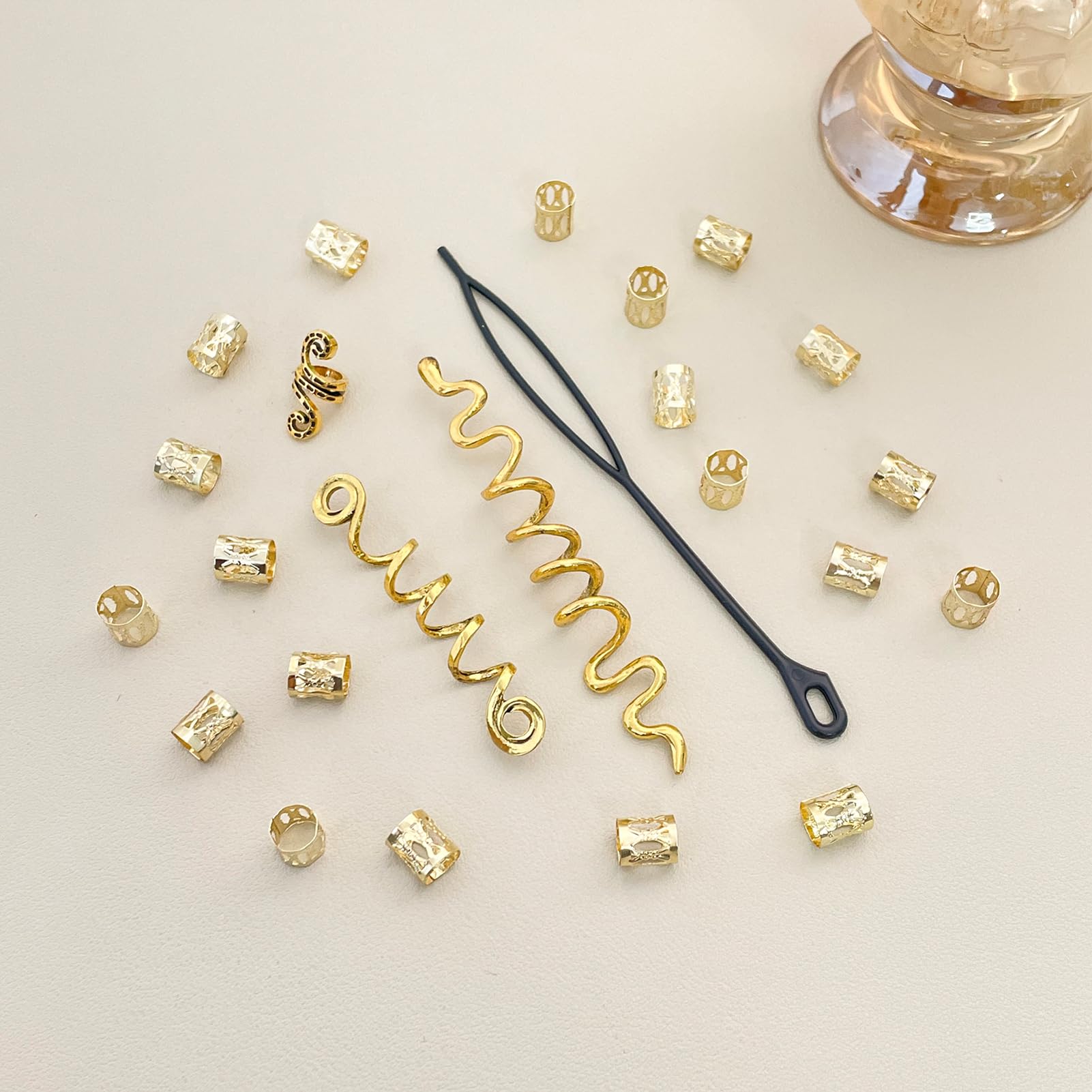 23Pcs Gold Hair Jewelry Set for Women - Loc Accessories, Hair Cuffs for Braids & Dreadlocks - Boho Hair Rings & Hair Chains - Perfect for Halloween, Parties, Weddings & Festival Outfits