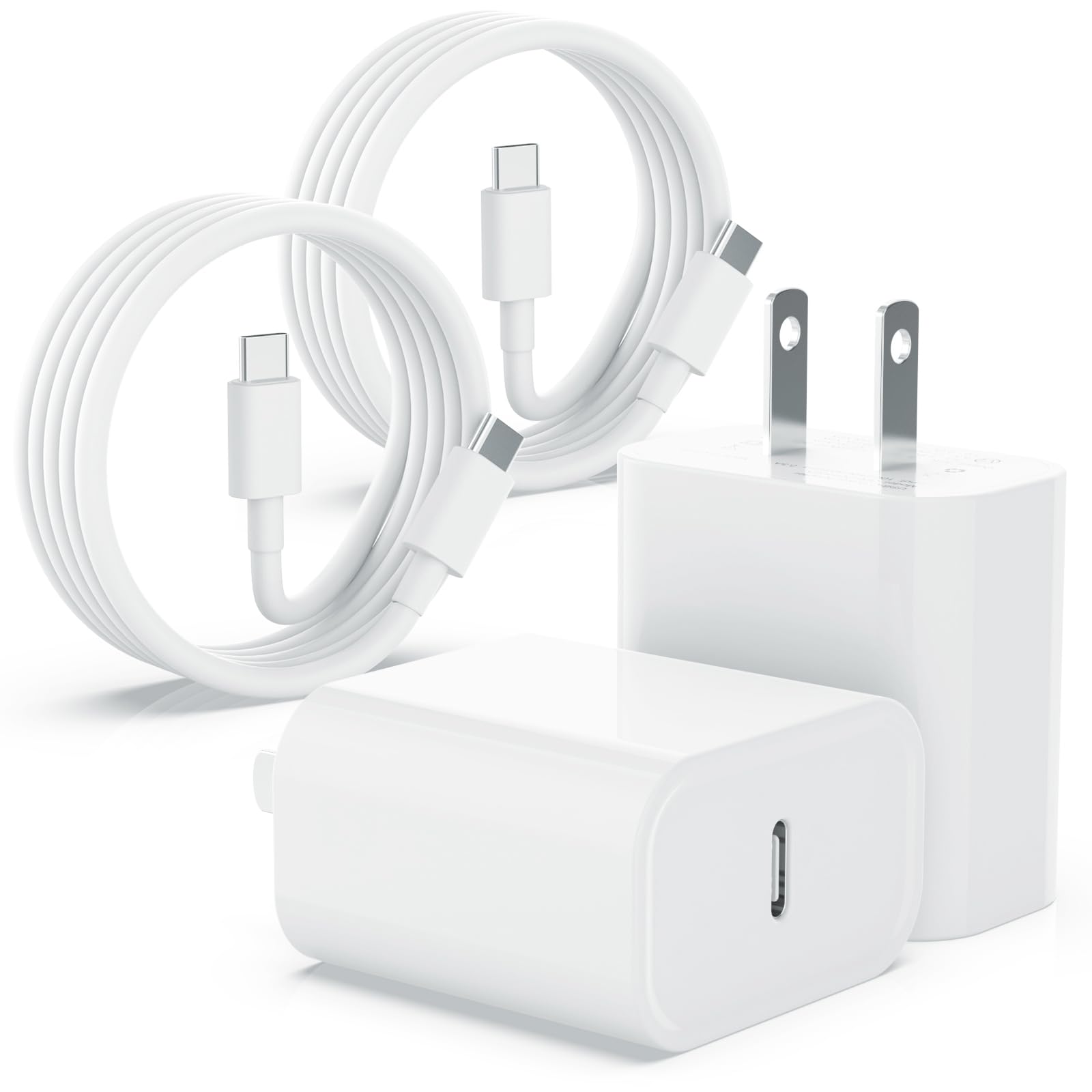 Fast Charging 20W USB C Wall Charger with 6ft Type C Cable - 2 Pack for iPhone 15/15 Plus/15 Pro/15 Pro Max, iPad 10/Mini 6/Air 5/Pro & AirPods Pro | Quick Charge at Home, Office & Travel