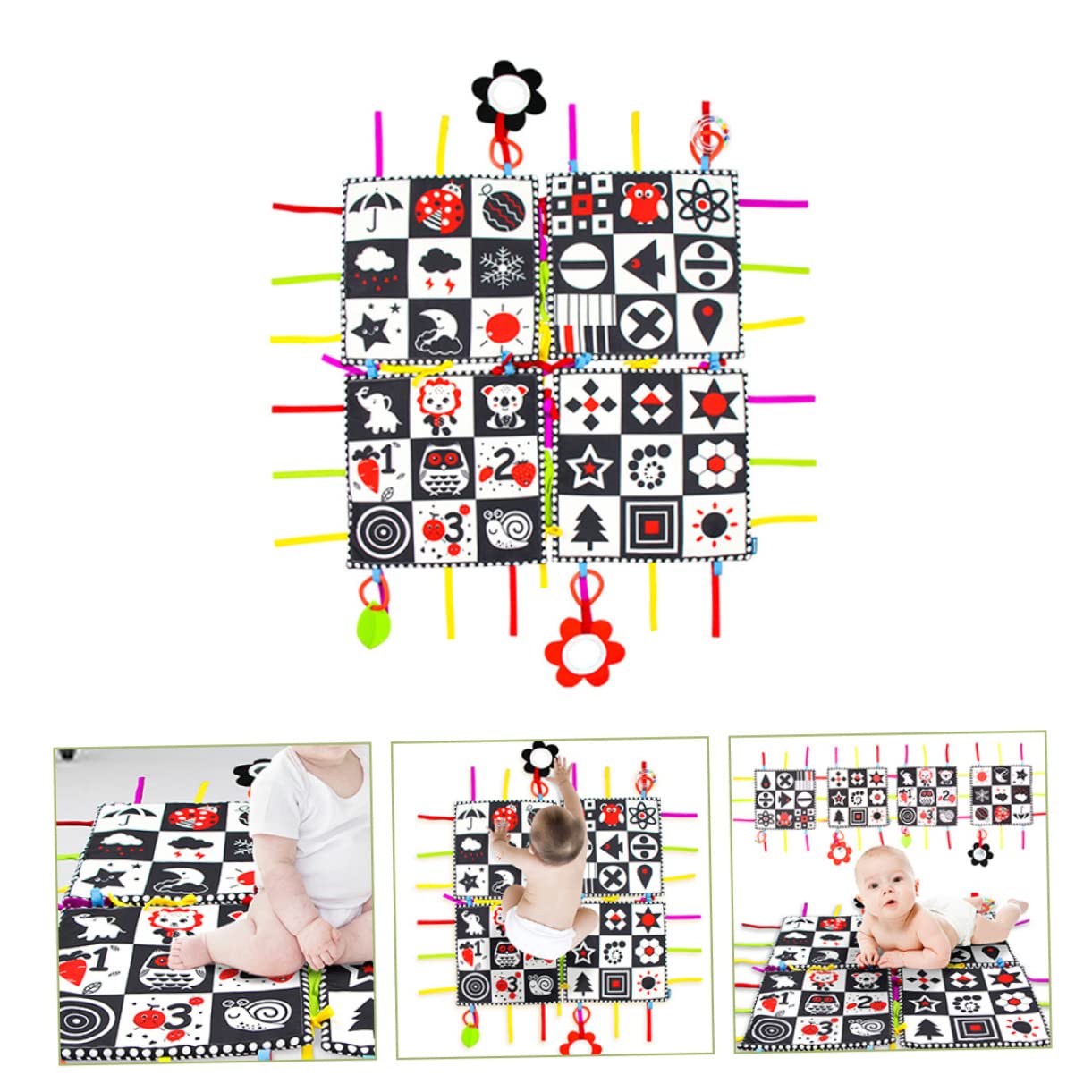VICASKY 4-Piece Baby Play Mat Set - Non-Toxic Foam Floor Cushion for Infants & Toddlers - Soft Playmat for Crawling, Learning & Playtime - Nursery, Living Room & Daycare Safe