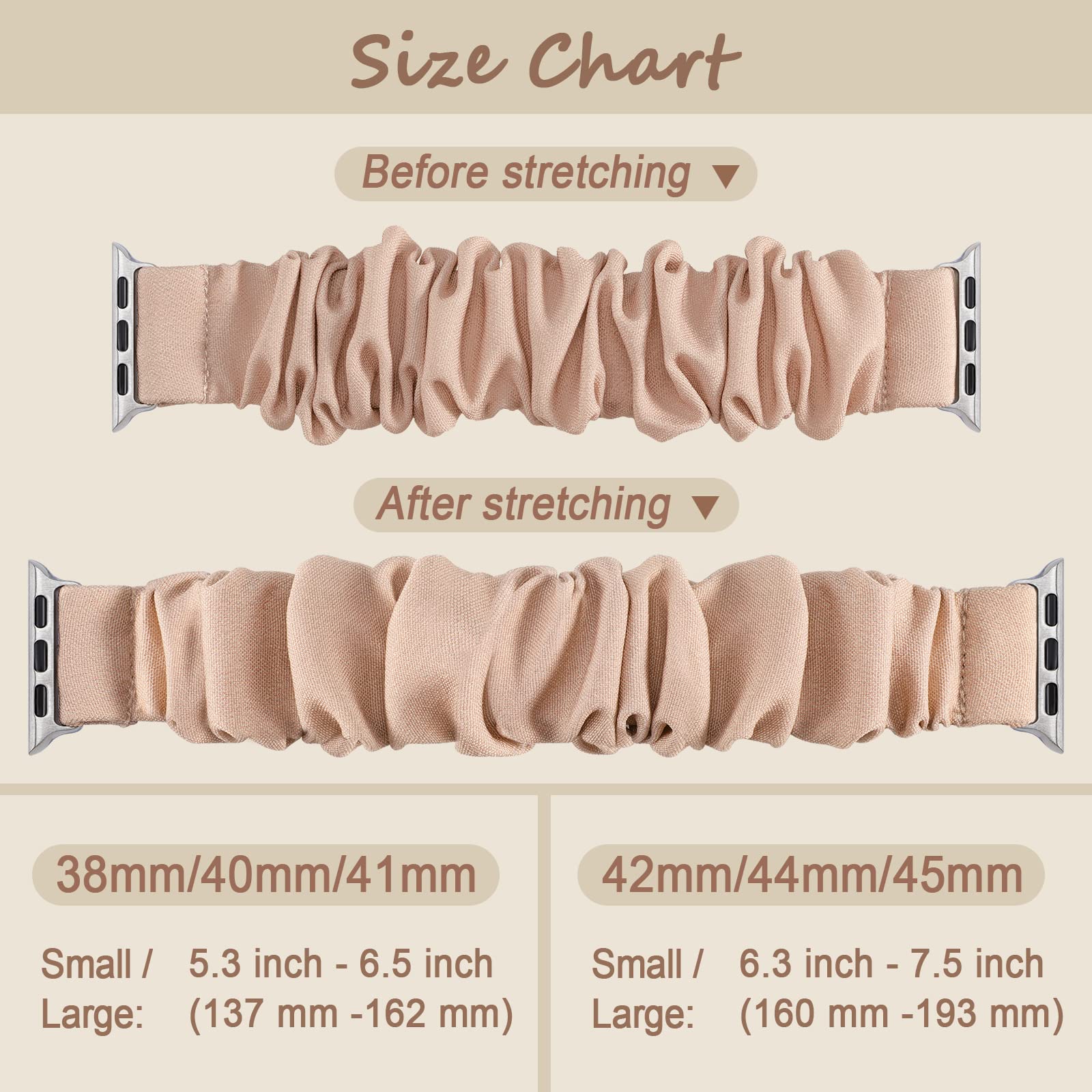 Cute Printed Scrunchie Bands for Apple Watch 38mm 40mm 41mm 42mm 44mm 45mm - Soft Elastic Solo Loop Wristband Strap Compatible with iWatch SE Series 9/8/7/6/5/4/3/2/1 - Fashionable Accessory for Women, Perfect for Workouts, Yoga & Everyday Wear