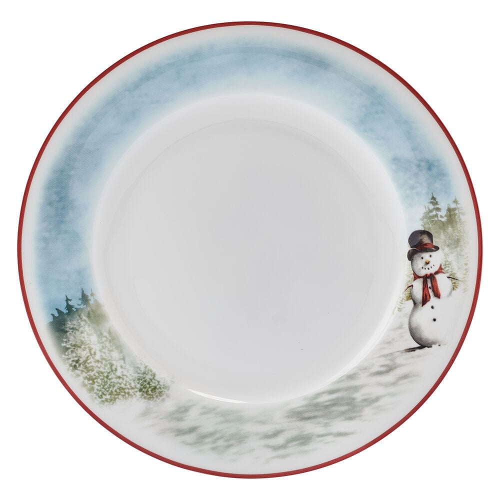 Snowman Enchantment 12-Piece Dinnerware Set - Service for 4 People - Holiday Tableware for Christmas Dinner, Winter Parties & Festive Gatherings