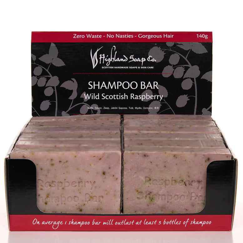Organic Wild Scottish Raspberry Shampoo Bar for Hair Growth - 140g Sulfate-Free Vegan Shampoo - Natural Hair Care for Dry, Damaged & Color-Treated Hair - Perfect for Travel & Eco-Friendly Bathroom
