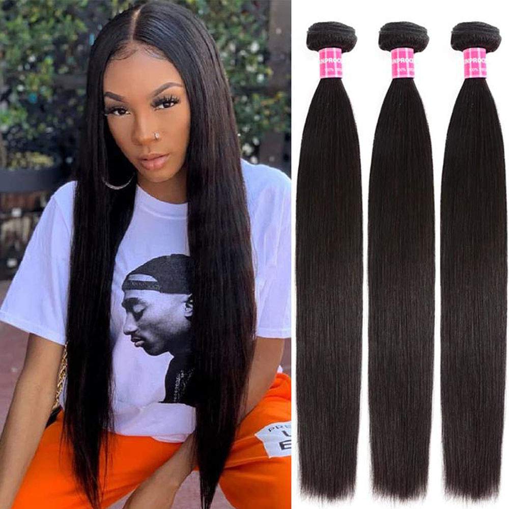 KLAIYI Malaysian Straight Virgin Hair Extensions - 3 Bundles Unprocessed Human Hair Weave, Natural Color (20, 22, 24 Inches) for Styling & Volume | Perfect for Daily Wear, Parties & Special Occasions