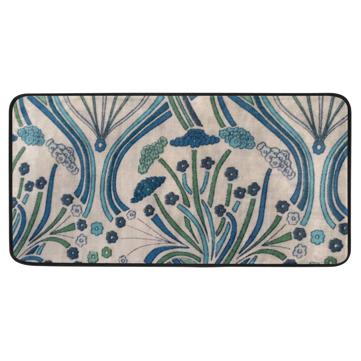 Non-Slip Kitchen Floor Mats - 39x20 Inch Washable William Morris Print Rugs for Kitchen & Bathroom Decor - Waterproof Anti-Fatigue Mats for Standing Comfort While Cooking, Cleaning & Dishwashing