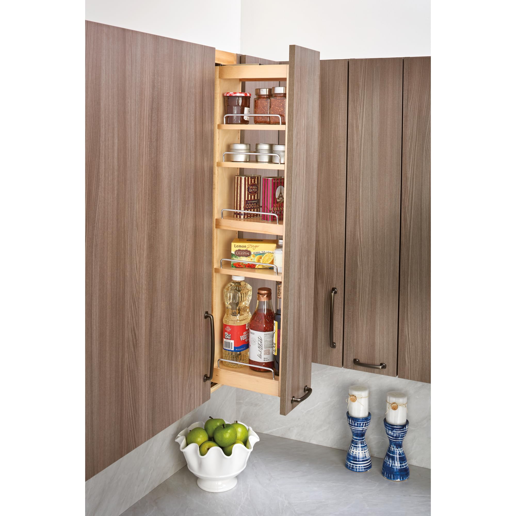 Rev-A-Shelf Soft-Close Kitchen Cabinet Pull Out Organizer - Wooden Wall Filler Slide Out Pantry Storage in Multiple Sizes (6 x 39 Inch, 432-WFBBSC39-6C) - Perfect for Pantry Organization & Cabinet Space Saving