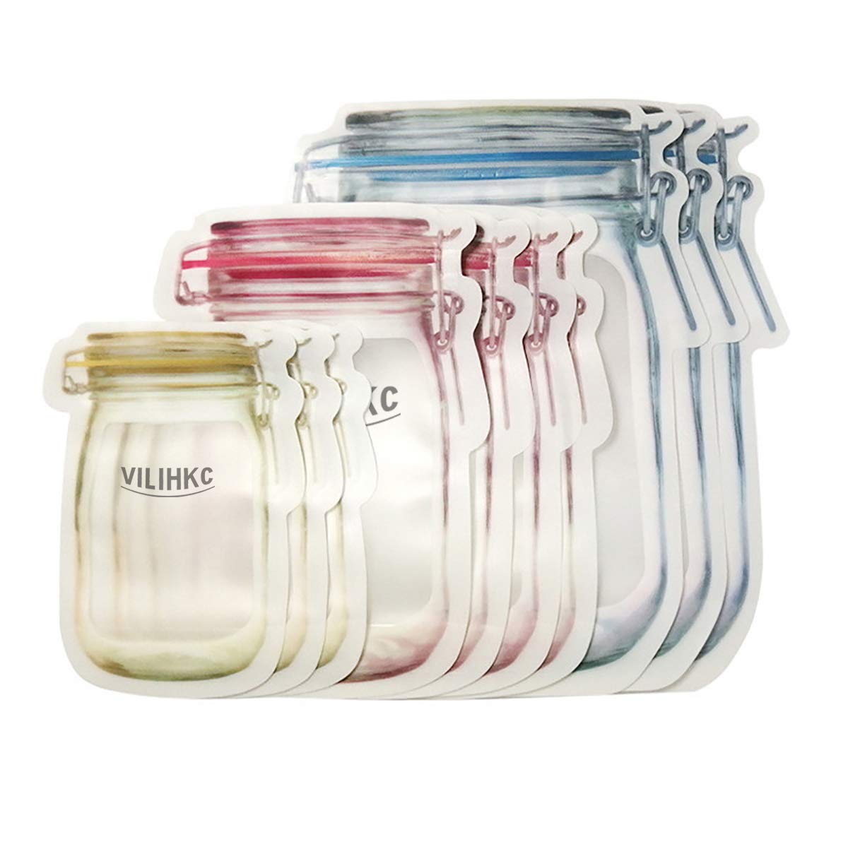 Eco-Friendly Reusable Storage Bags - 10 Pack Mason Jar Shaped Airtight Freezer Bags, BPA Free Food Containers for Lunch, Meal Prep, Travel & Home Organization | Perfect for Picnics, Camping & Office Snacks